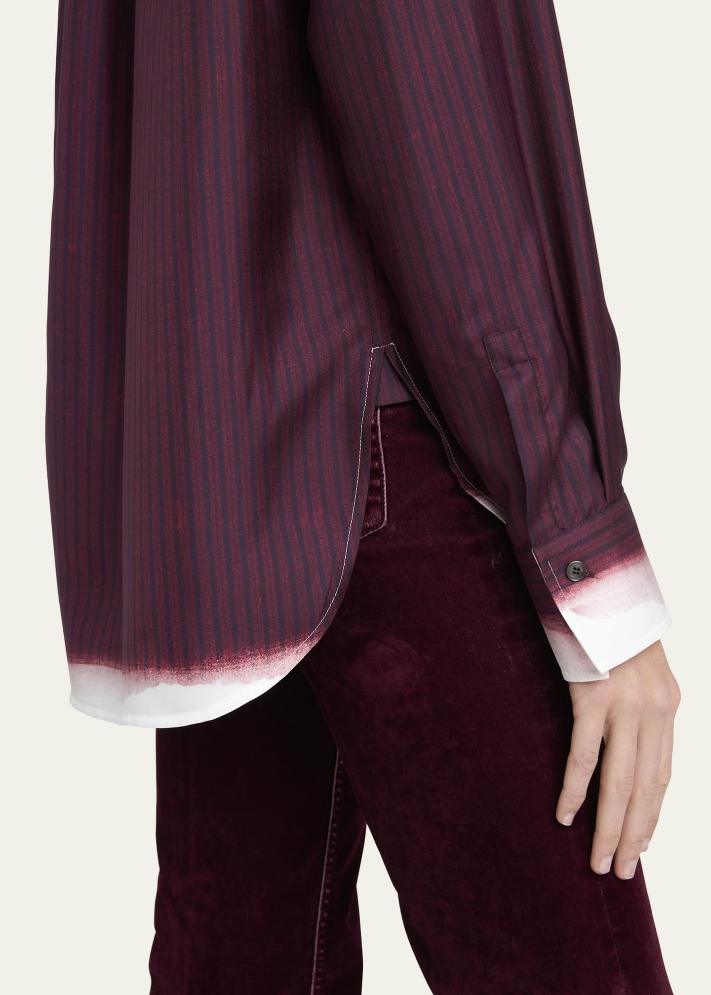 Ferragamo Stripe Print Button Down Mouline Twill Top Image 5 of 5