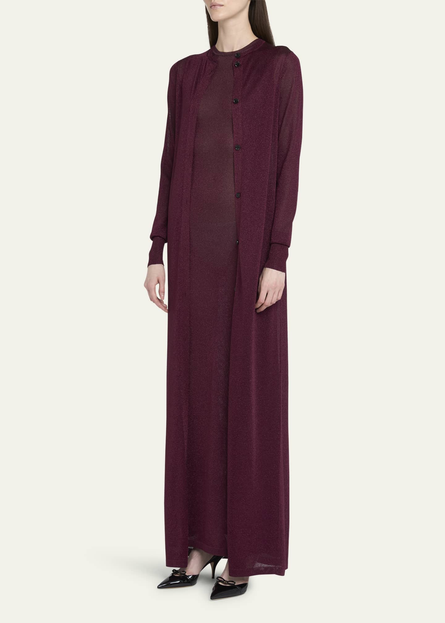 Ferragamo Long Lurex Knit Cardigan Image 4 of 5