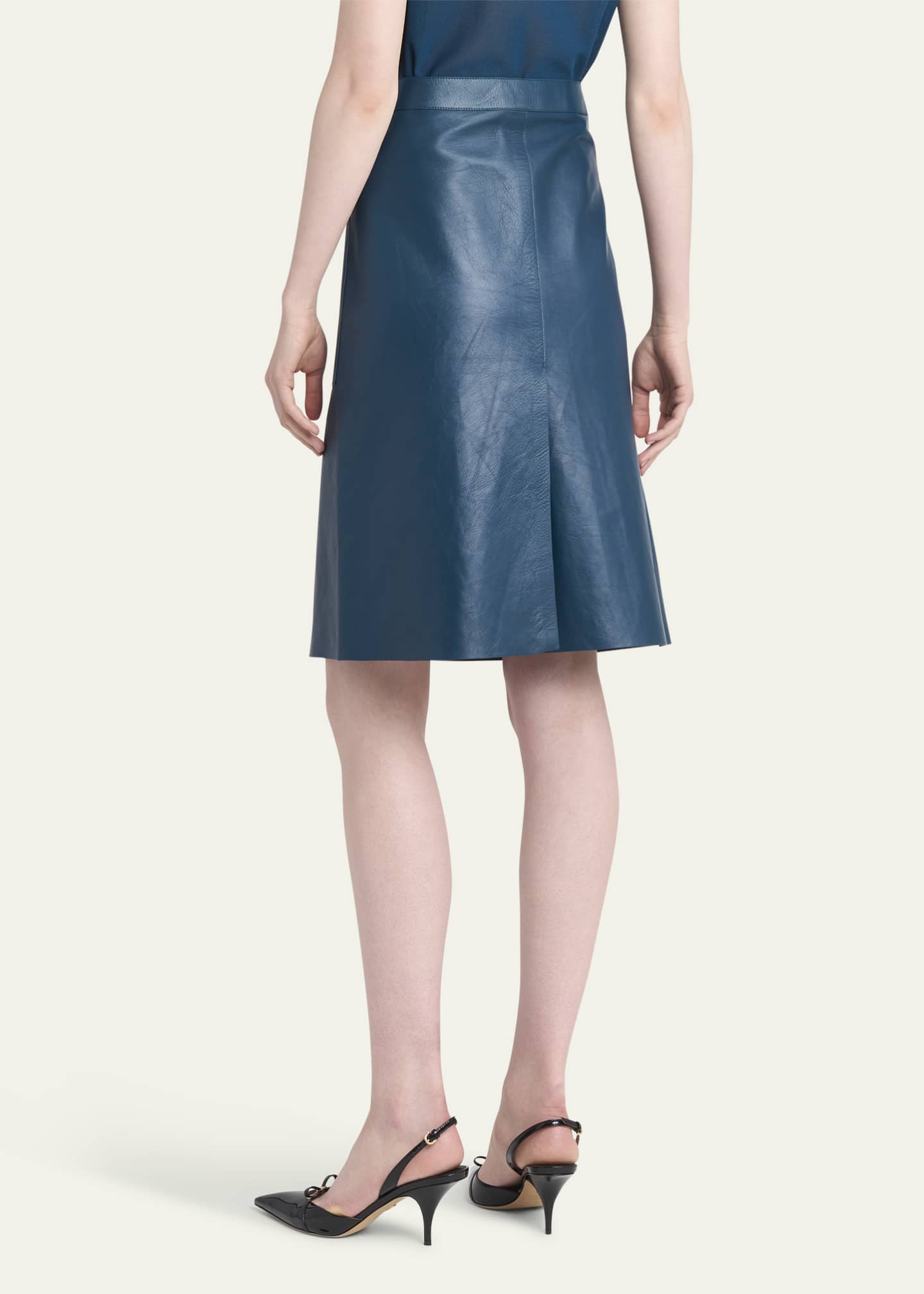 Ferragamo Moon Chrome Free Leather Skirt Image 3 of 5