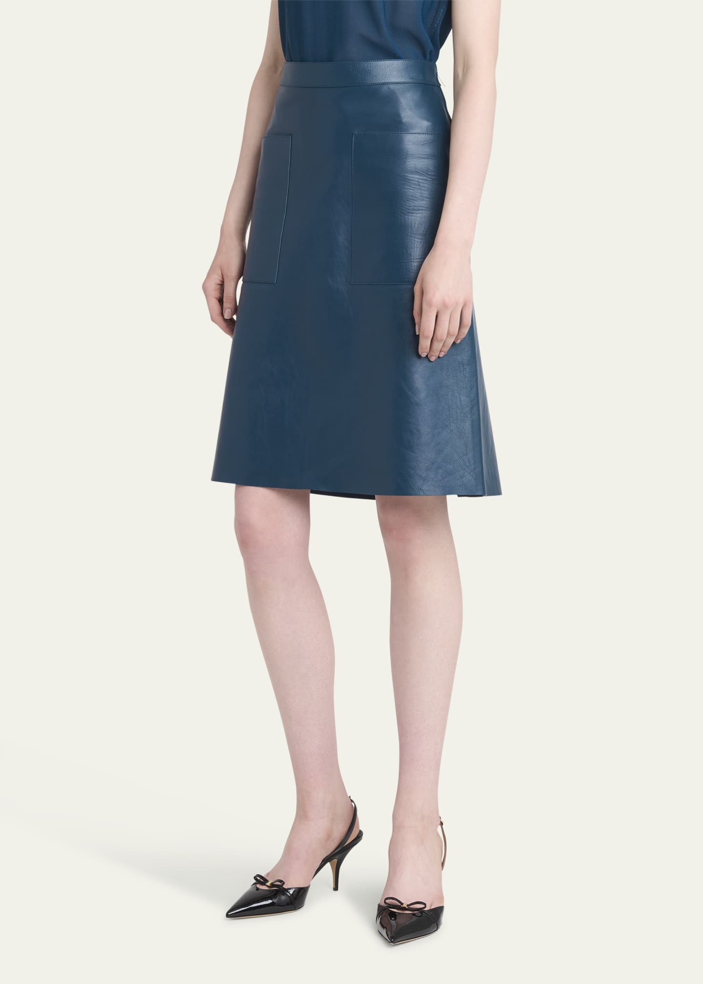 Ferragamo Moon Chrome Free Leather Skirt Image 4 of 5