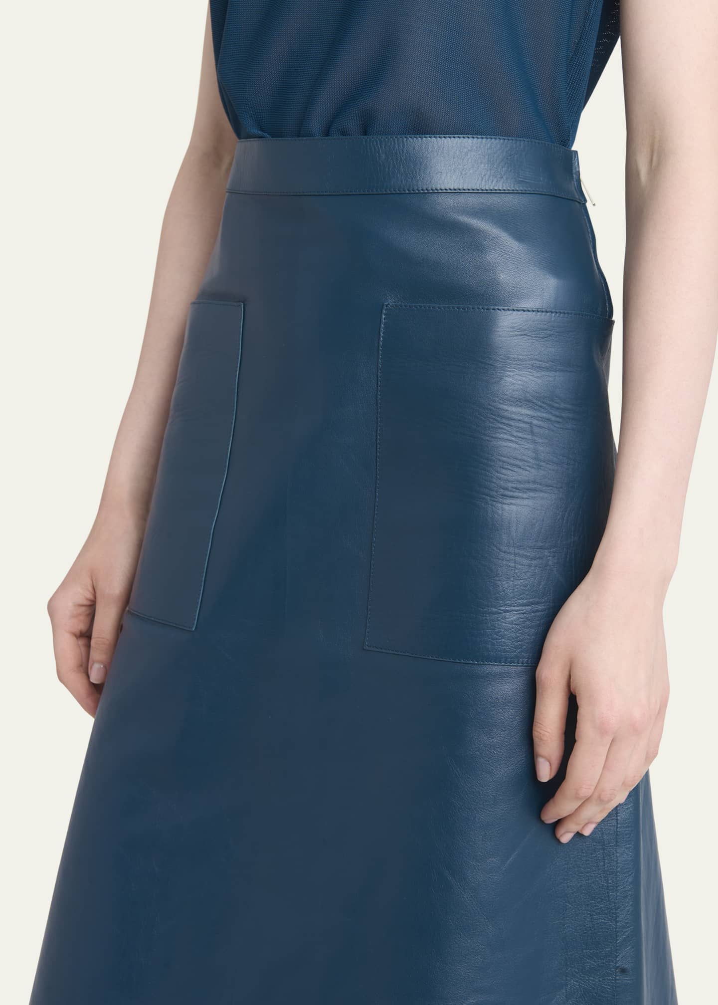 Ferragamo Moon Chrome Free Leather Skirt Image 5 of 5