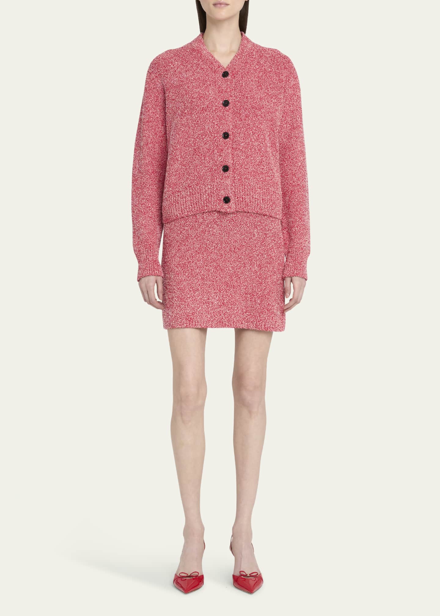 Ferragamo V-Neck Textured Knit Boxy Cardigan Image 2 of 5