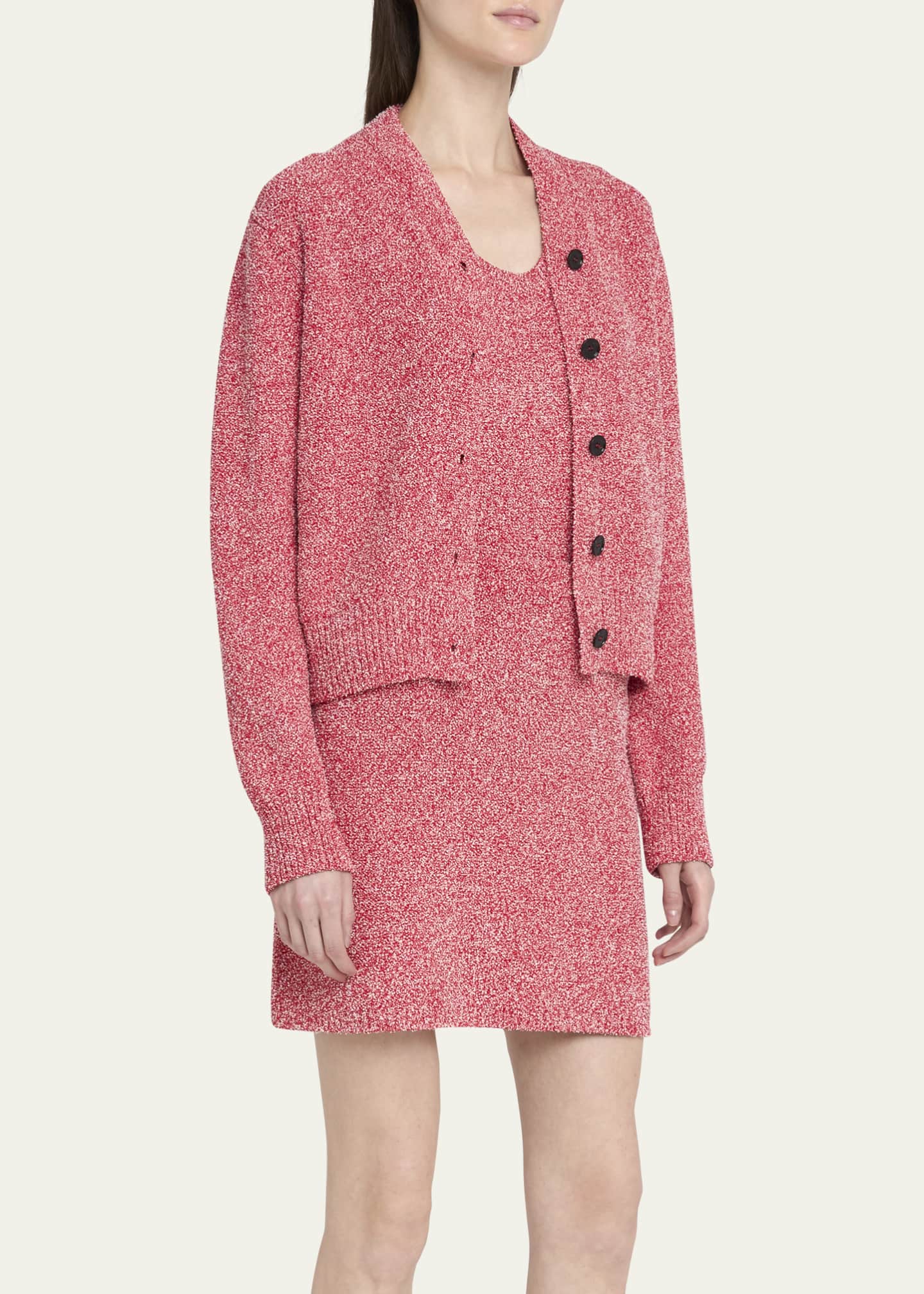 Ferragamo V-Neck Textured Knit Boxy Cardigan Image 4 of 5