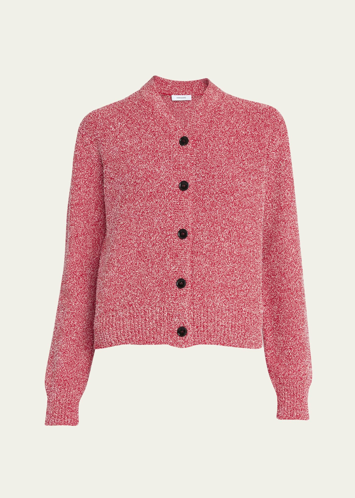 Ferragamo V-Neck Textured Knit Boxy Cardigan Image 1 of 5