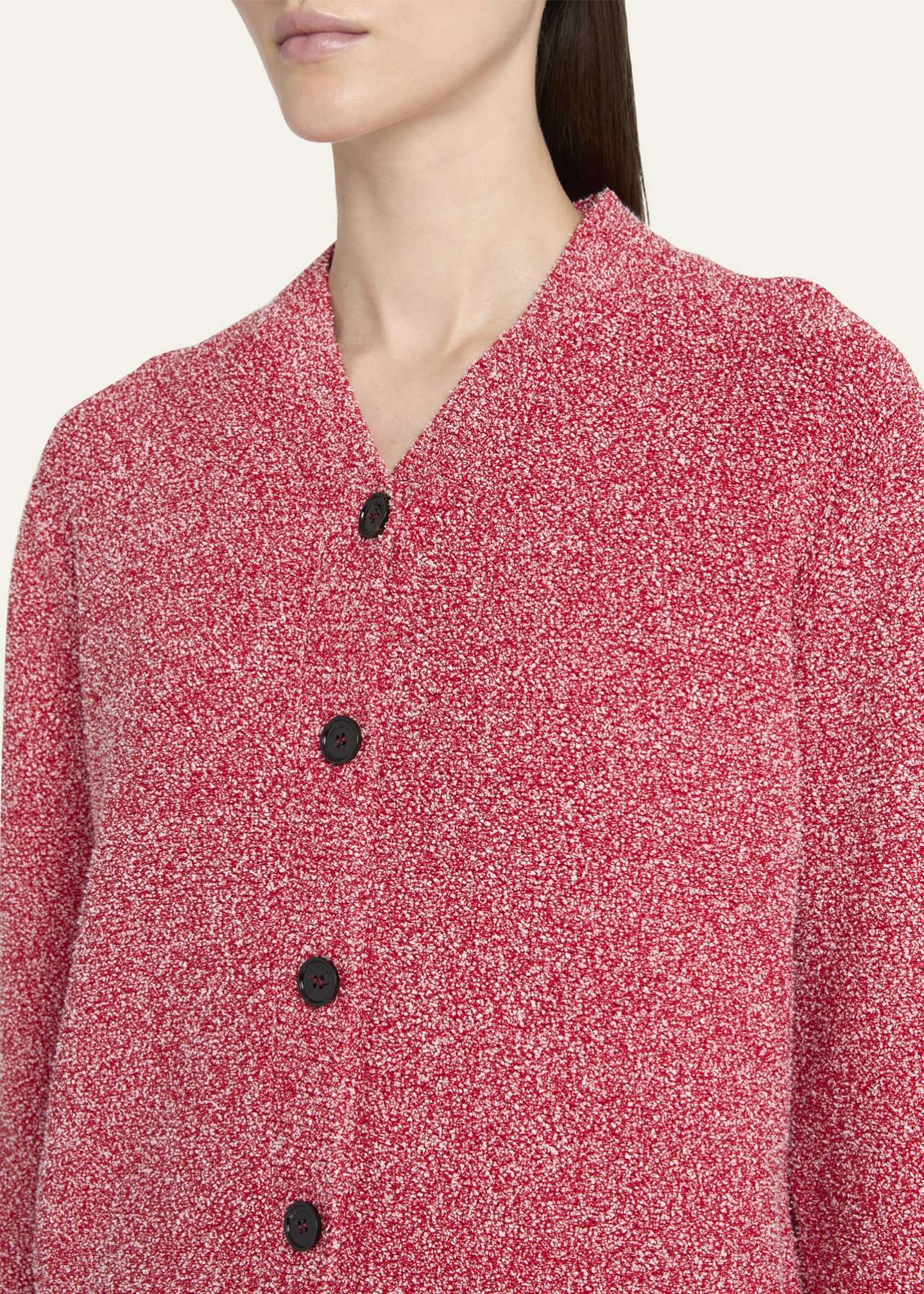 Ferragamo V-Neck Textured Knit Boxy Cardigan Image 5 of 5