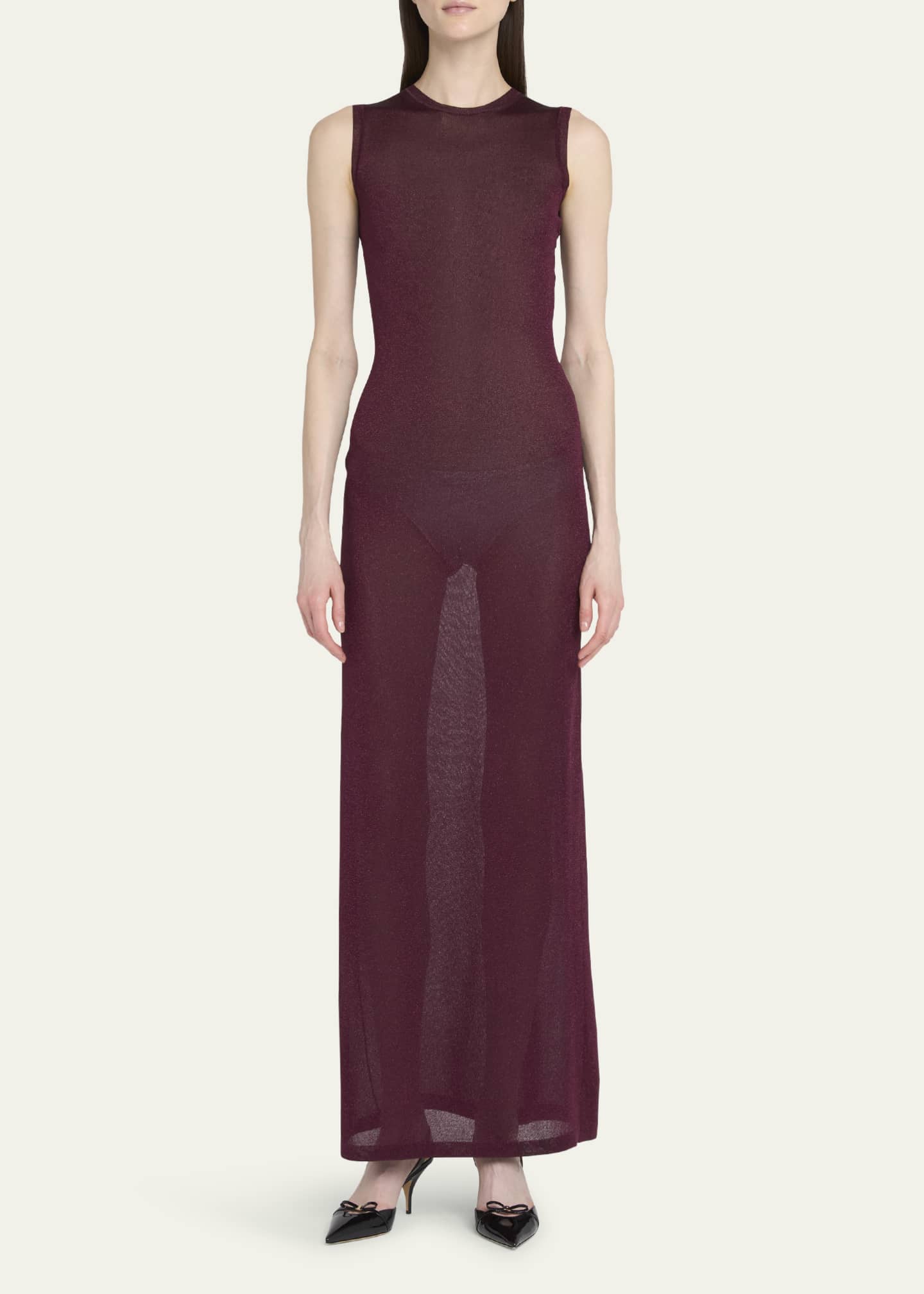Ferragamo Long Lurex Knit Dress Image 2 of 5