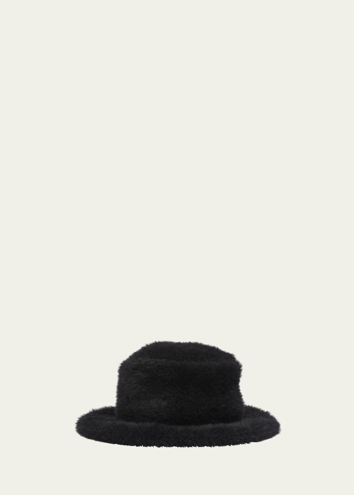 Saint Laurent Embroidered Faux Fur Bucket Hat Image 1 of 2