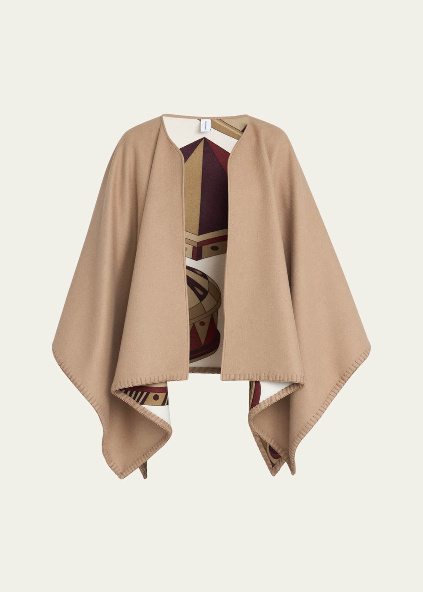 Ferragamo Reversible Geometric Wool & Silk Cape Image 1 of 5