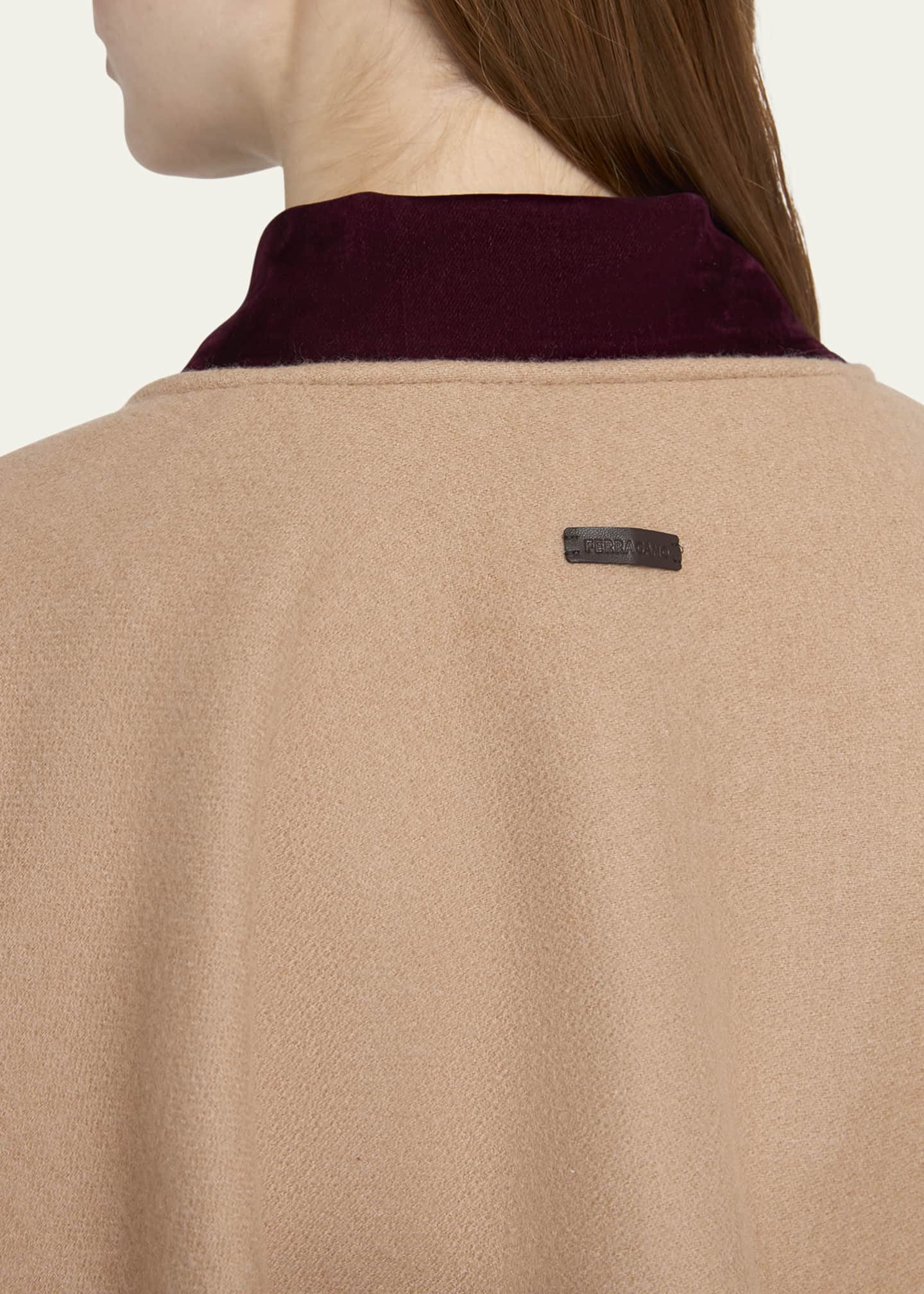 Ferragamo Reversible Geometric Wool & Silk Cape Image 5 of 5