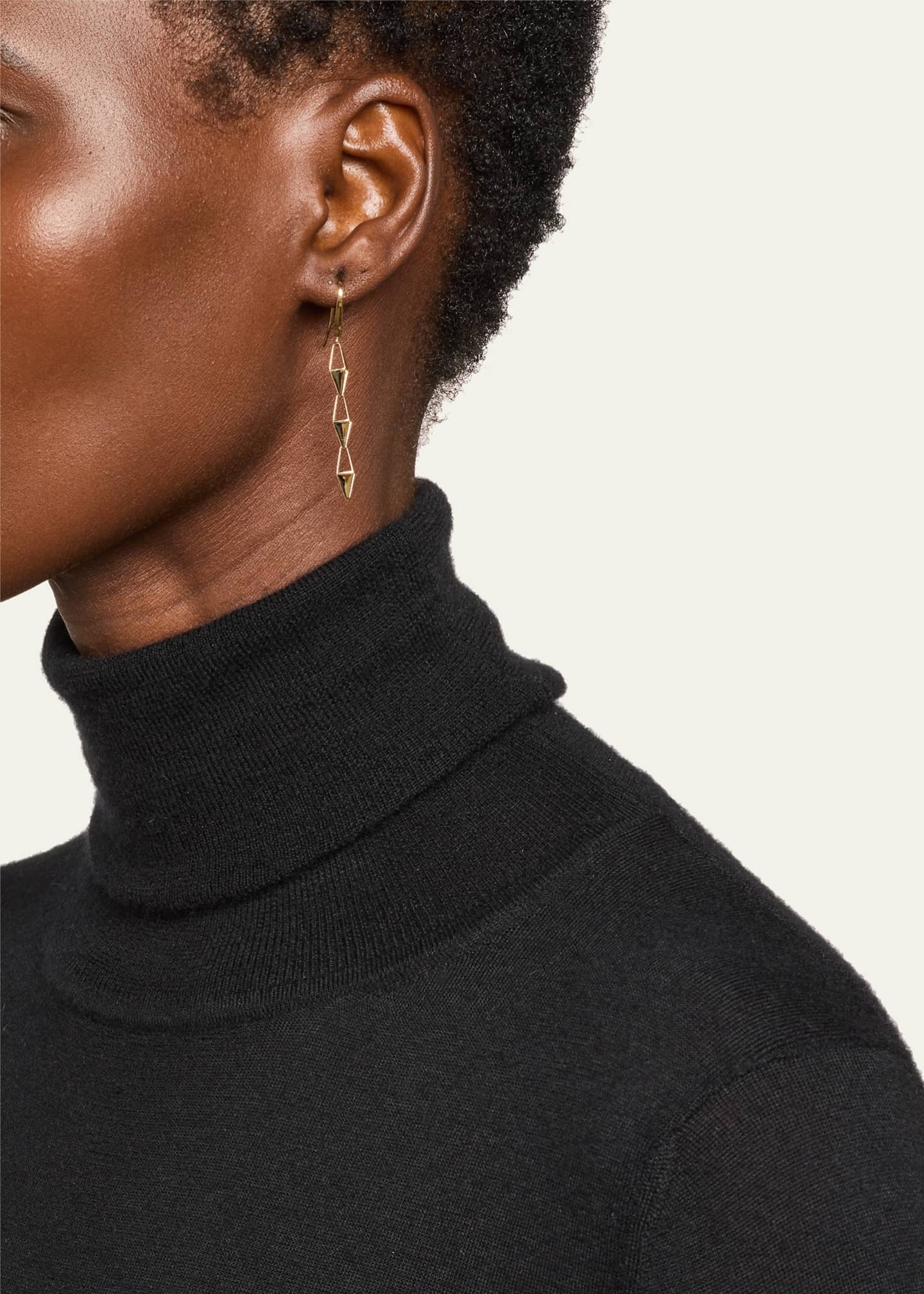 Lana 14K Yellow Gold Laser 3D Kite Short Linear Hook Earrings Image 2 of 4