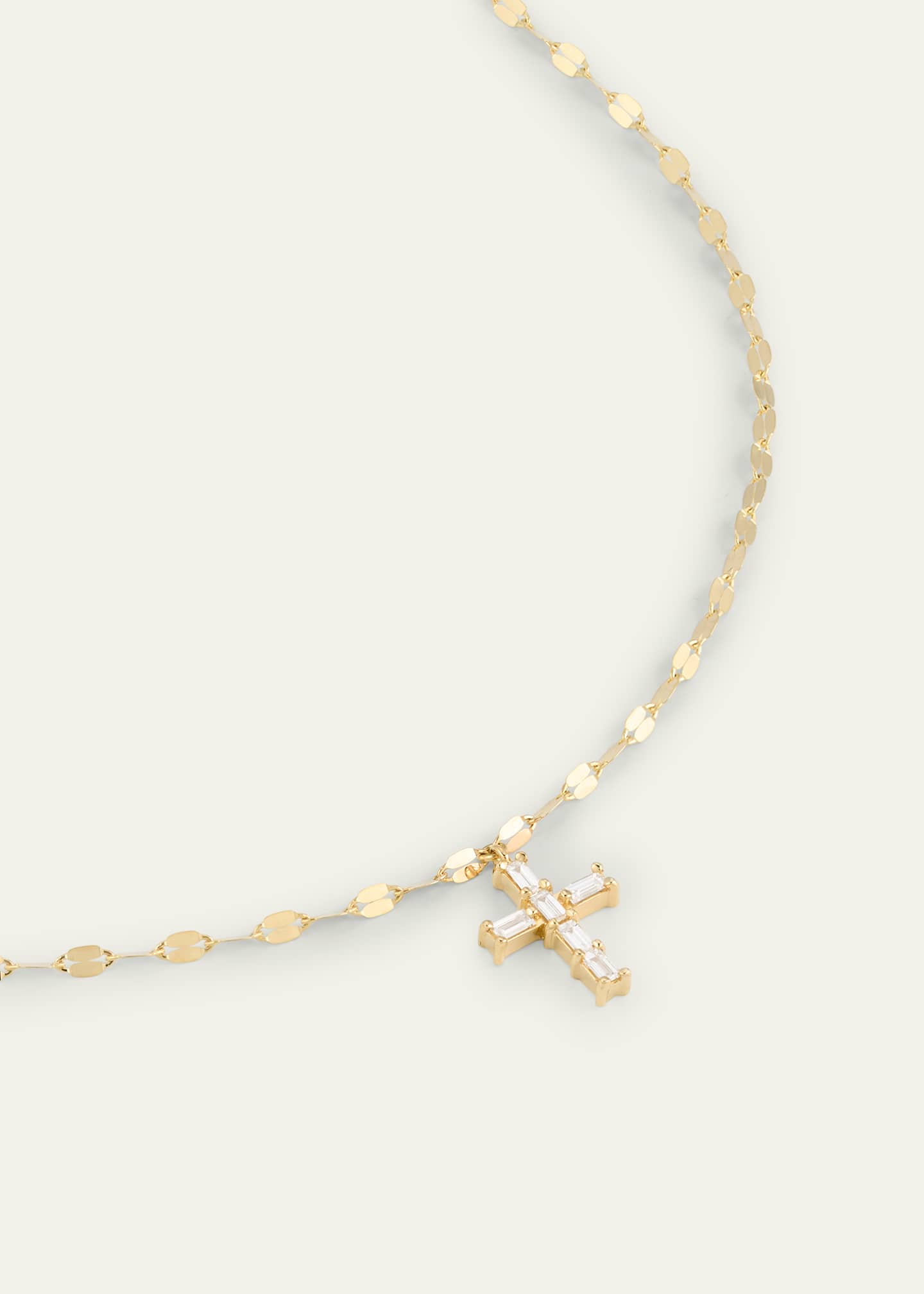 Lana 14K Yellow Gold Baguette Diamond Mini Cross Pendant Necklace Image 3 of 4