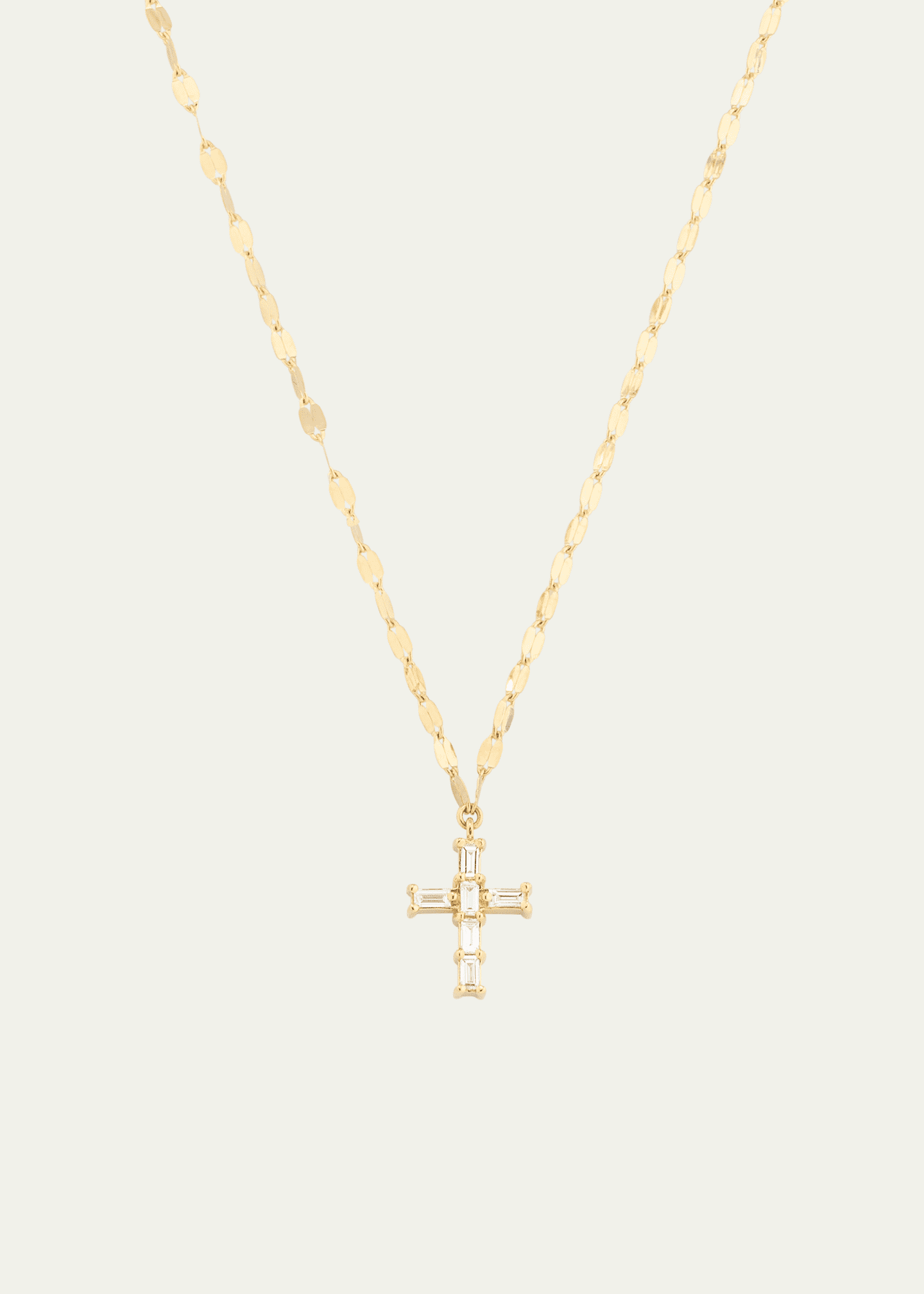 Lana 14K Yellow Gold Baguette Diamond Mini Cross Pendant Necklace Image 1 of 4