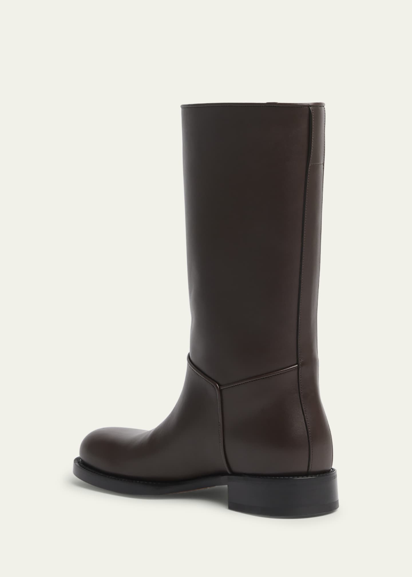 THE ROW Nobilis Leather Mid Riding Boots Image 2 of 3