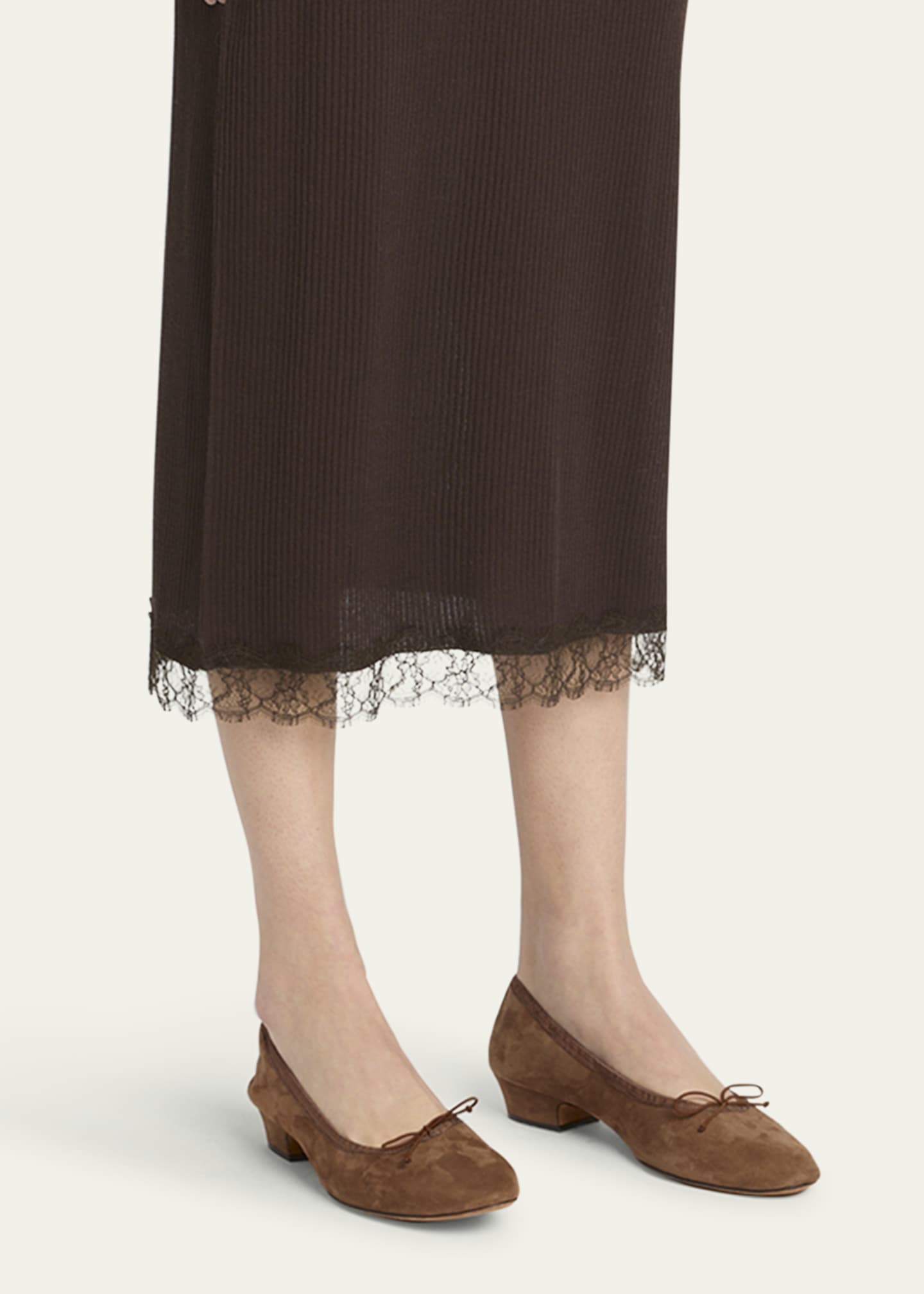 THE ROW Awar Suede Bow Heeled Ballerina Flats Bergdorf Goodman