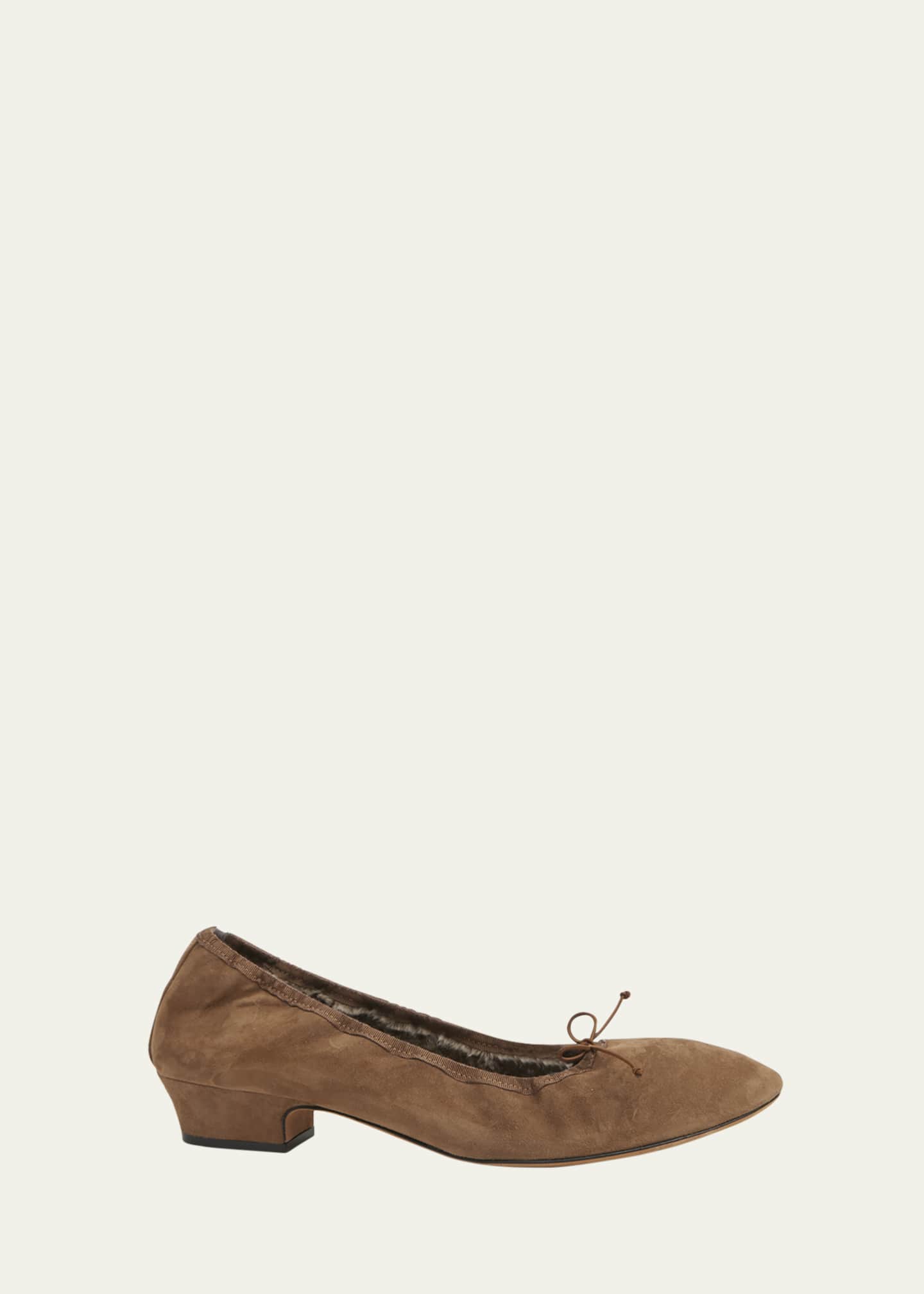 THE ROW Awar Suede Bow Heeled Ballerina Flats Image 1 of 5