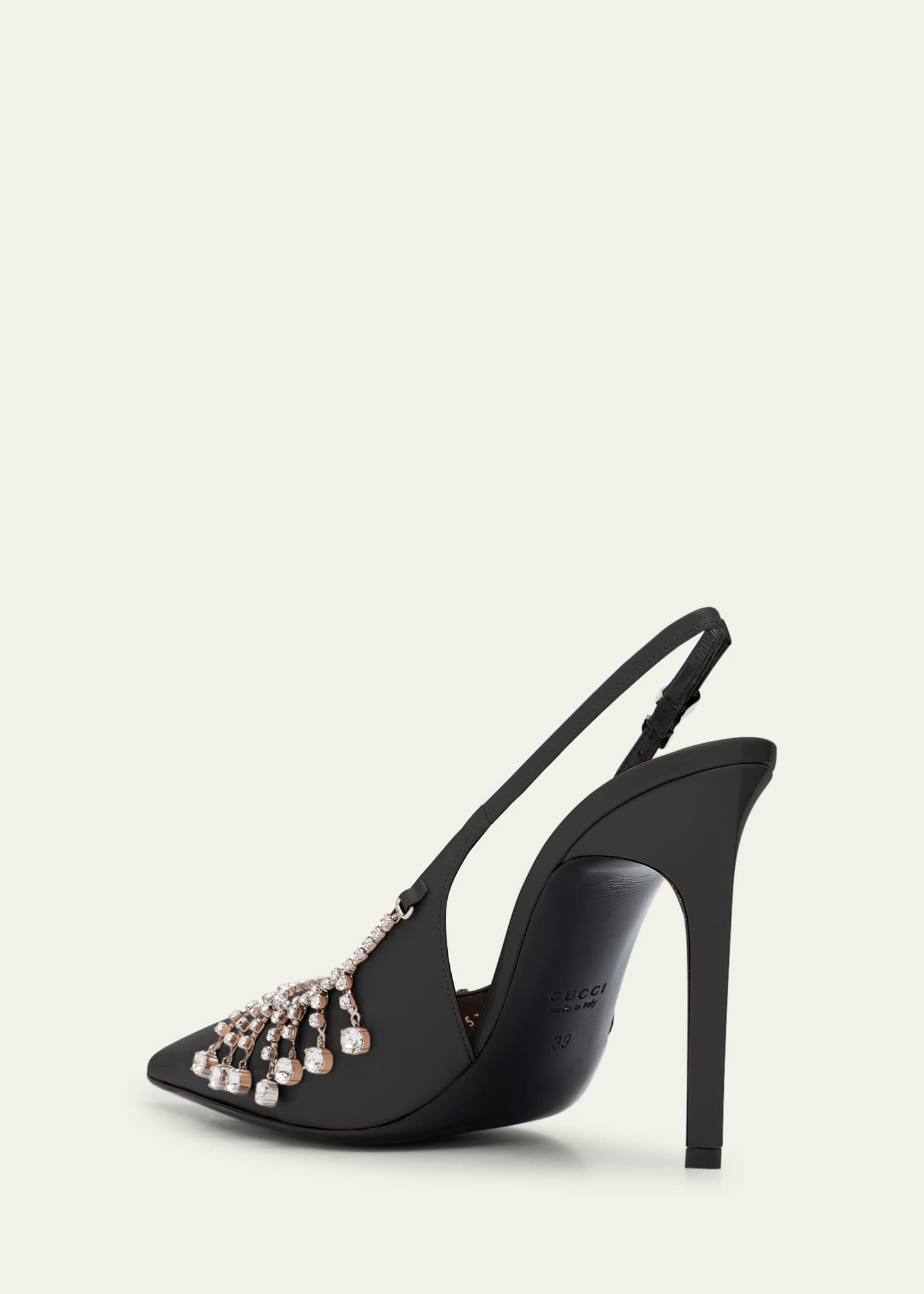 Gucci Guinevere Crystal Leather Slingback Stiletto Pumps Image 4 of 6