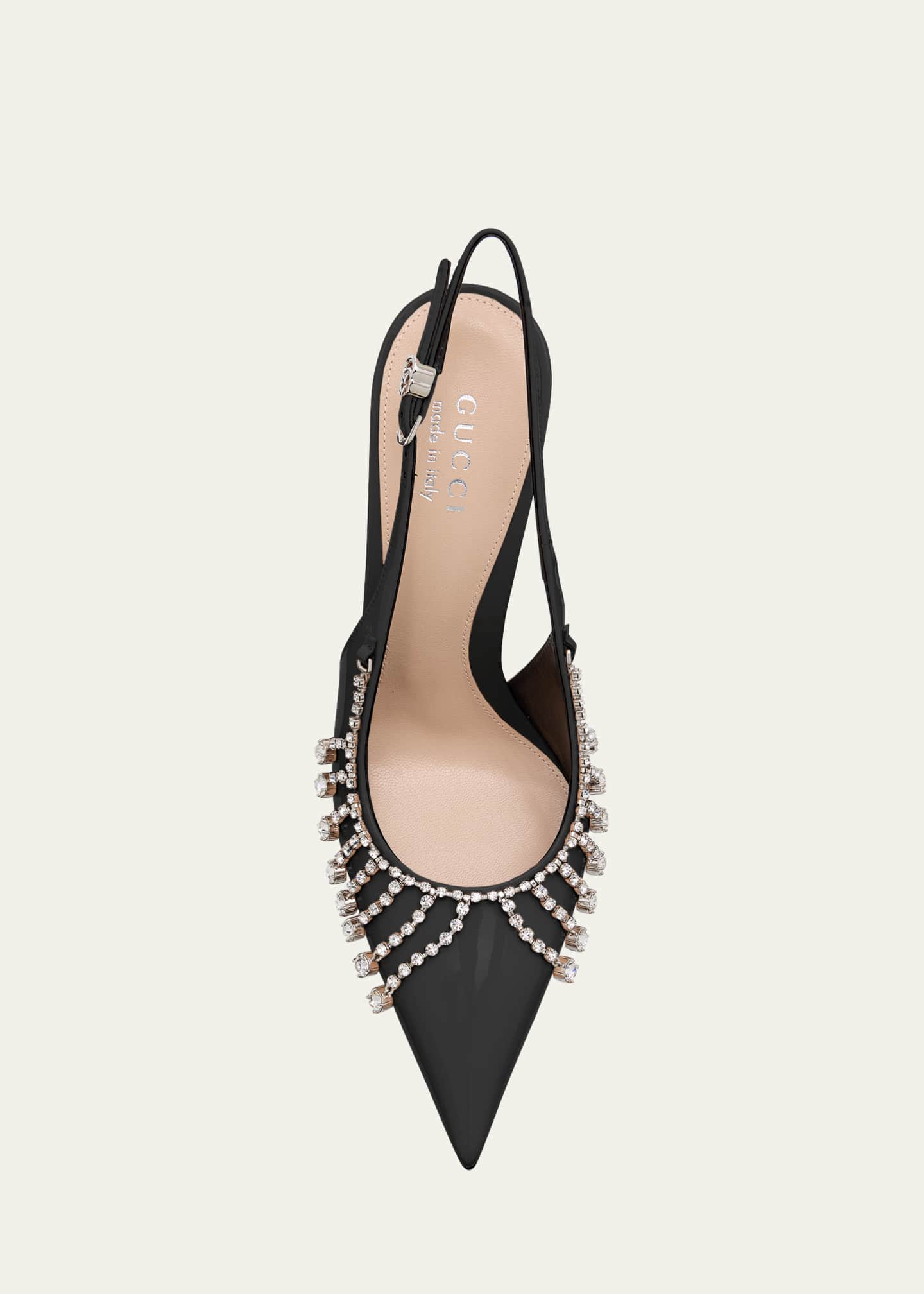 Gucci Guinevere Crystal Leather Slingback Stiletto Pumps Image 6 of 6