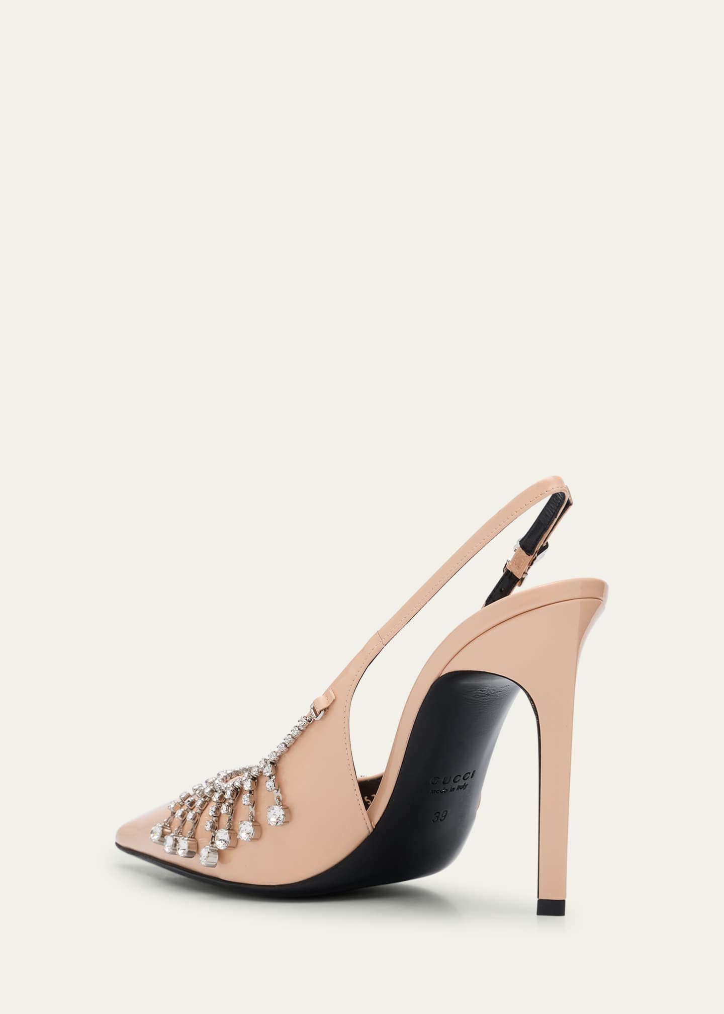 Gucci Guinevere Crystal Leather Slingback Stiletto Pumps Image 4 of 6
