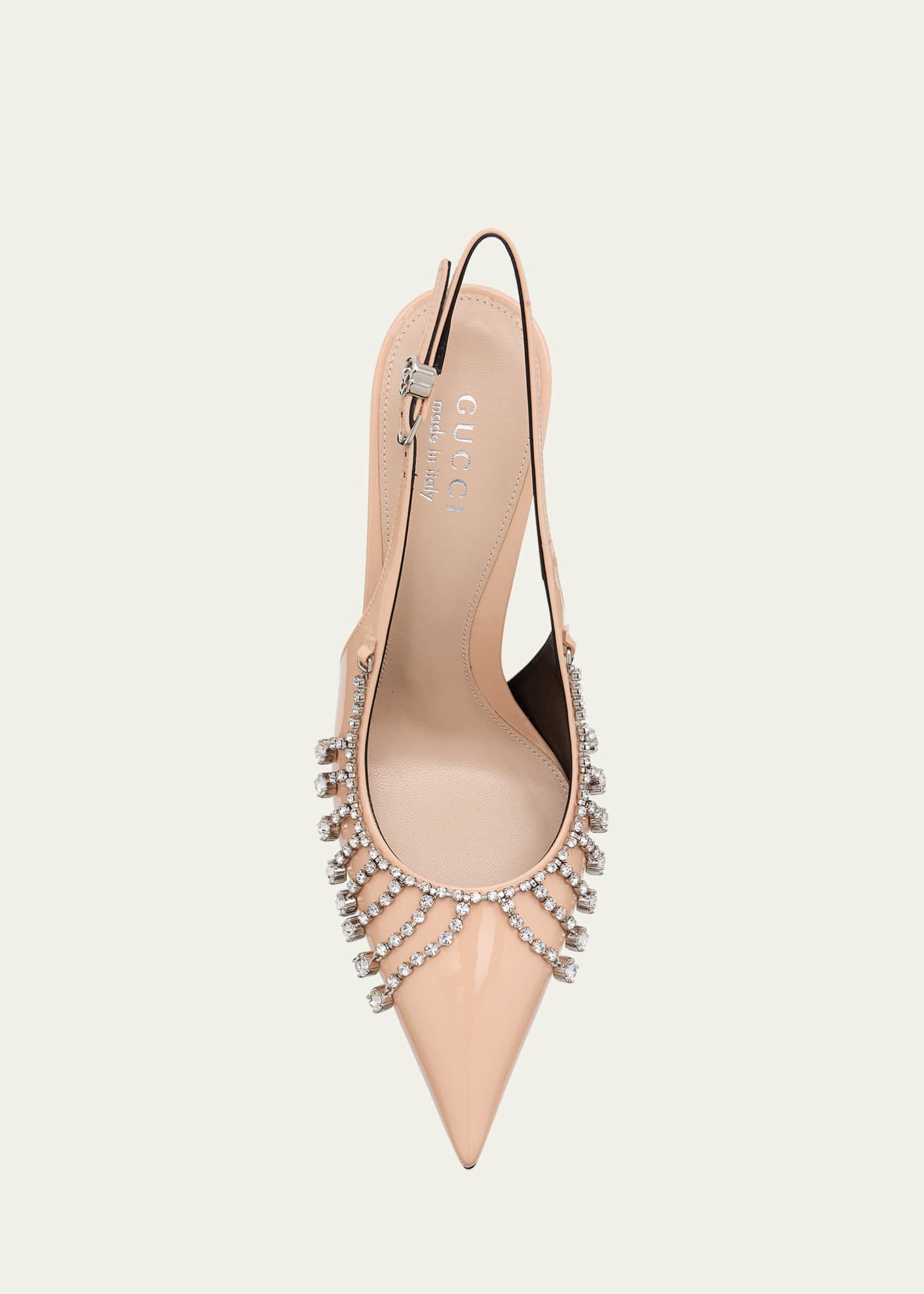 Gucci Guinevere Crystal Leather Slingback Stiletto Pumps Image 6 of 6