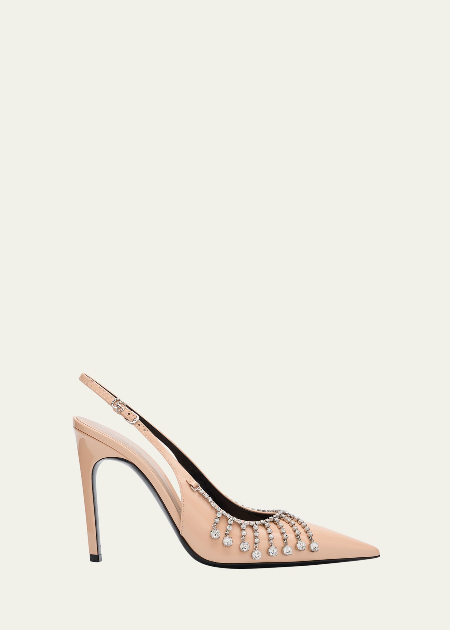 Gucci Guinevere Crystal Leather Slingback Stiletto Pumps Image 1 of 6