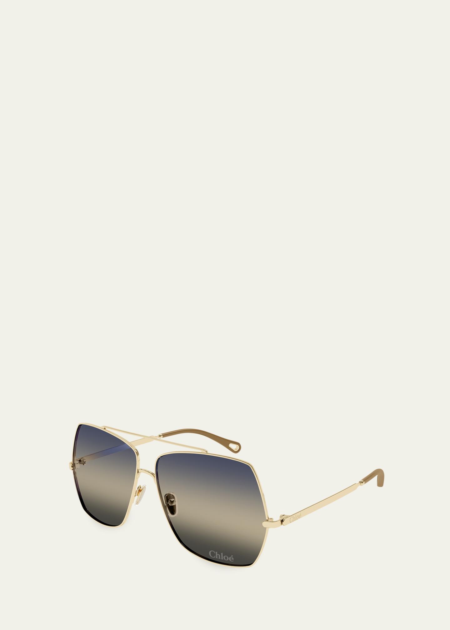 Chloe Aviator Gradient Smoke Sunglasses Chloe 53mm Gradient Aviator Sunglasses - Bergdorf Goodman main image 4