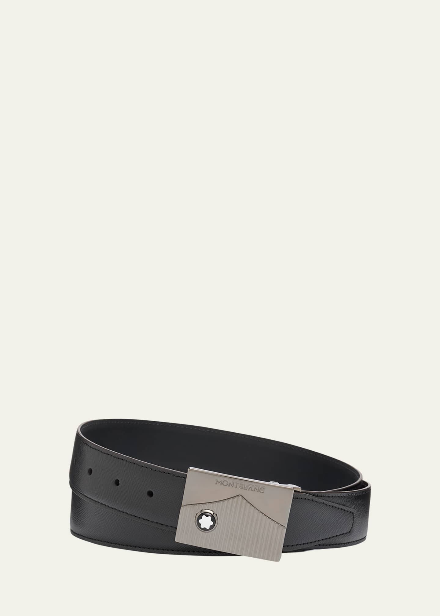 Montblanc Men's Plate-Buckle Saffiano Leather Belt Image 1 of 3