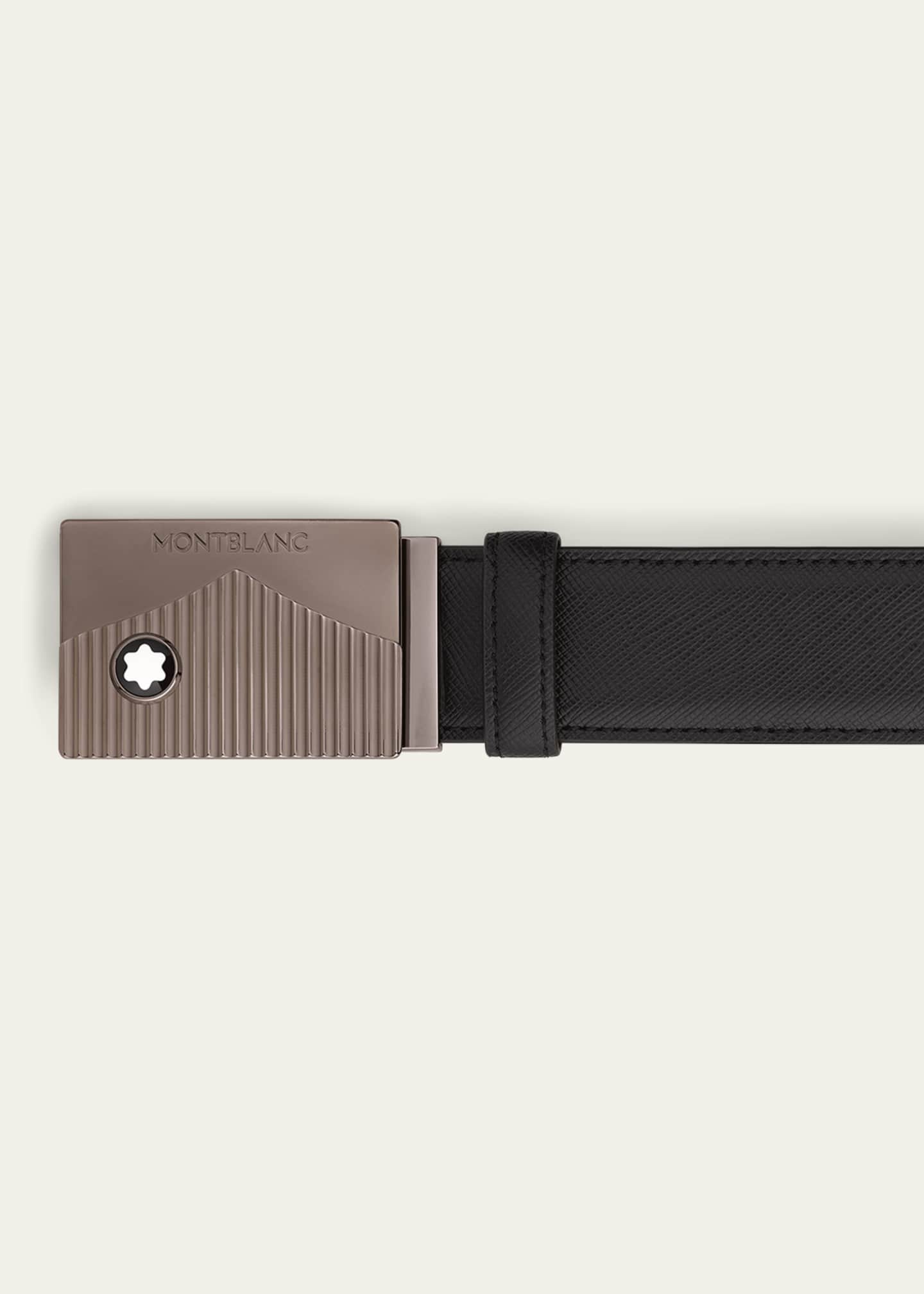 Montblanc Men's Plate-Buckle Saffiano Leather Belt Image 3 of 3