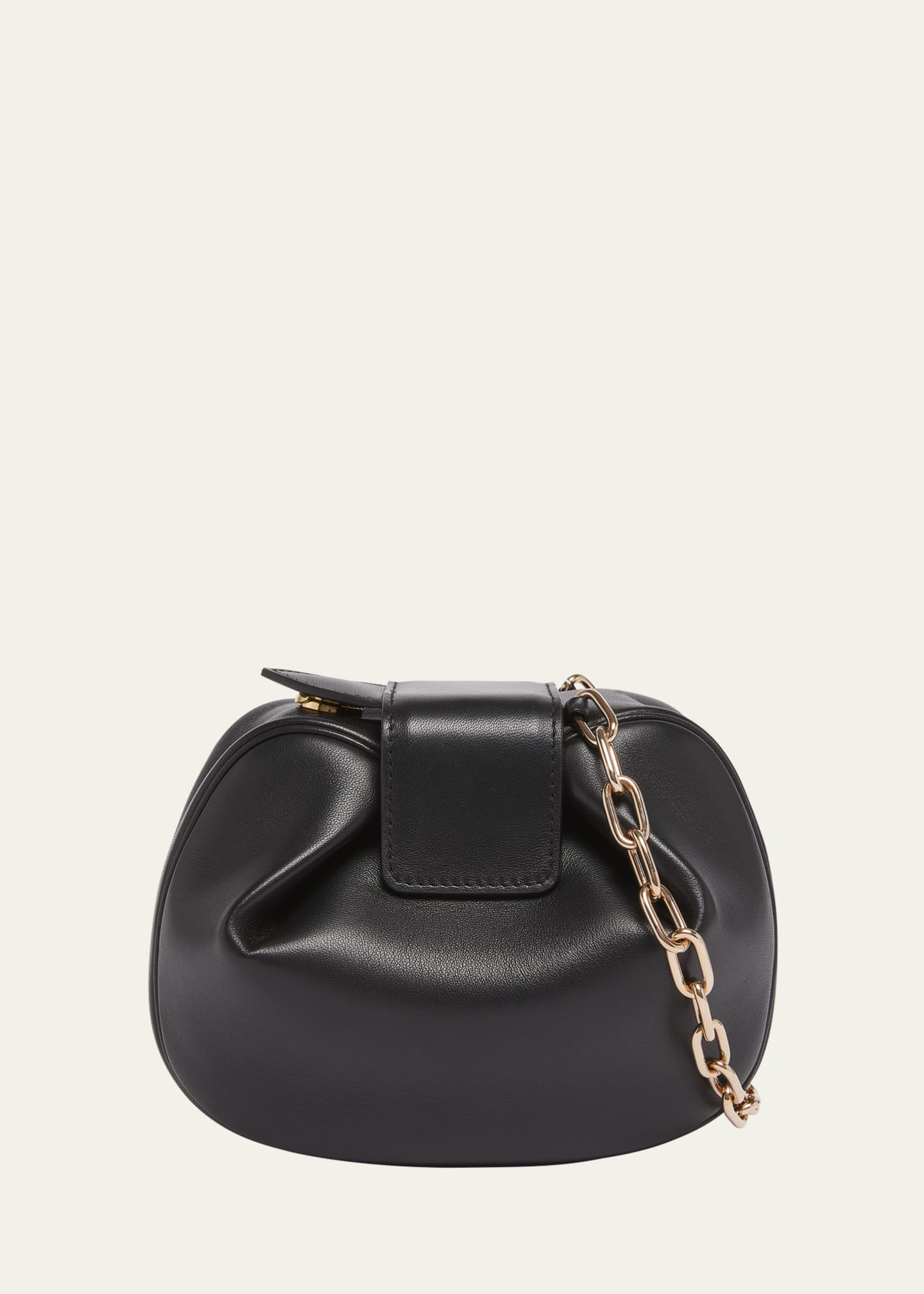 Gabriela Hearst Soft Demi Clutch with Chain in Black Nappa Leather Black O S Handbag