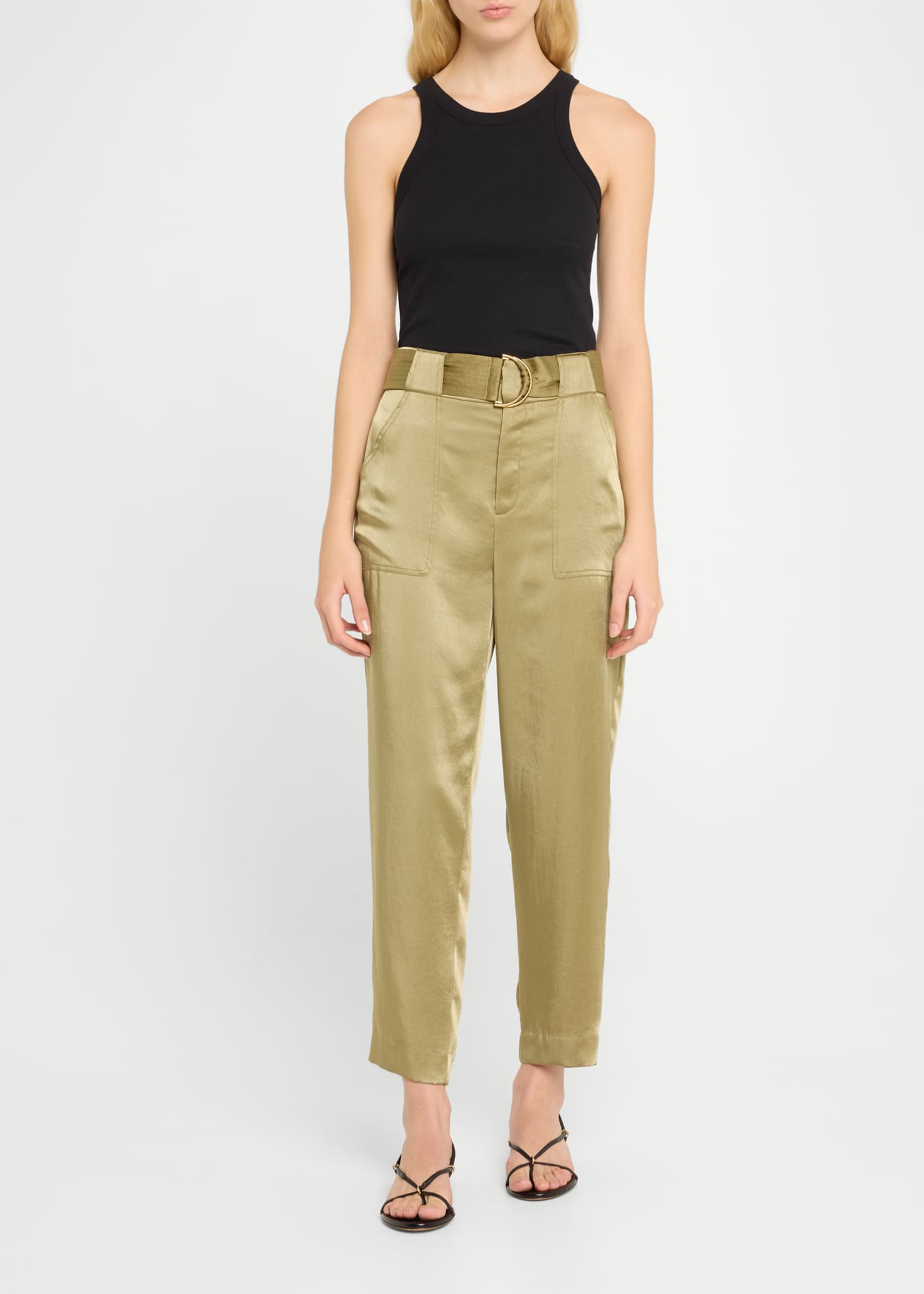 Ramy Brook Hayden Belted Cropped Satin Pants Image 2 of 5