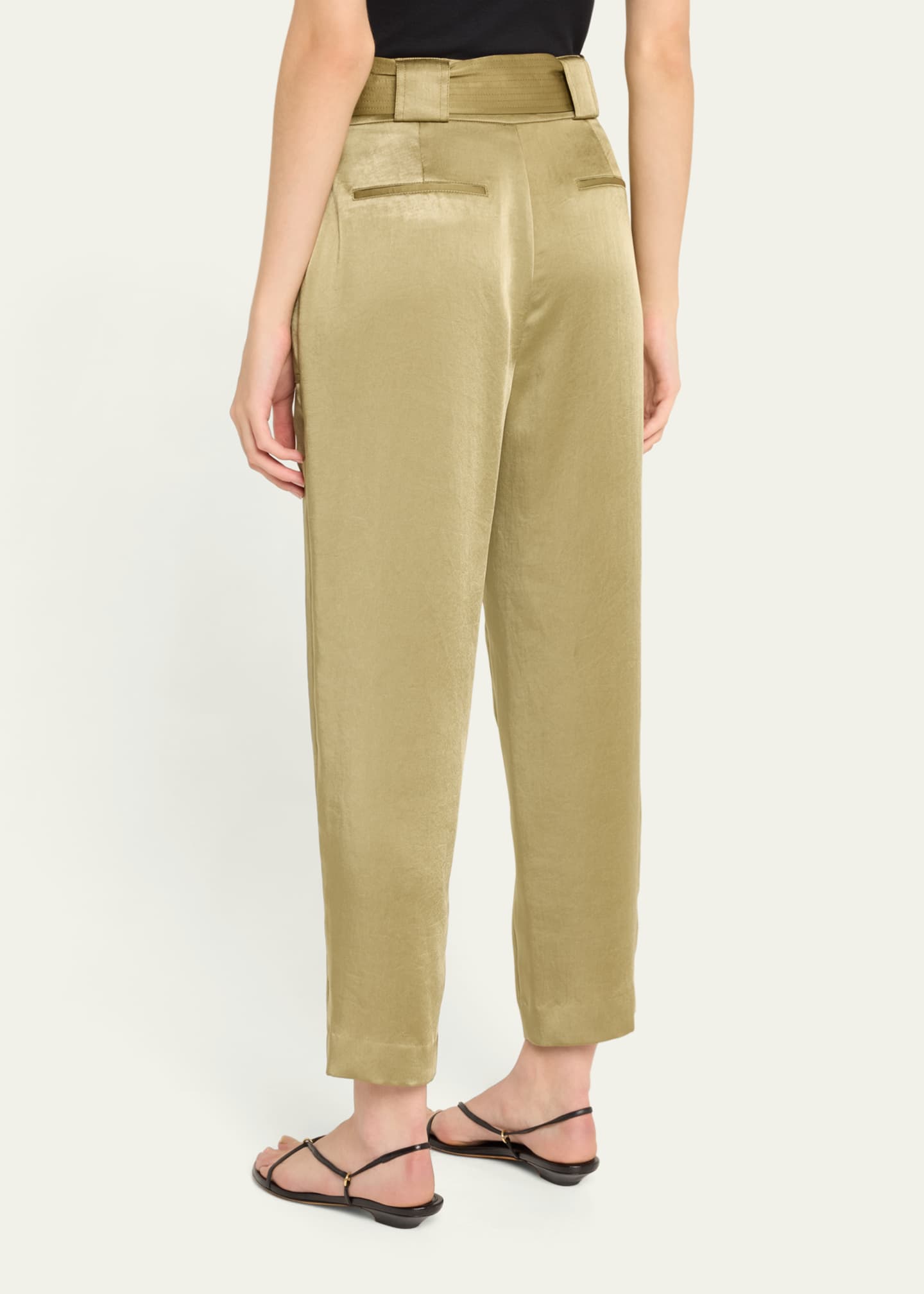 Ramy Brook Hayden Belted Cropped Satin Pants Image 3 of 5