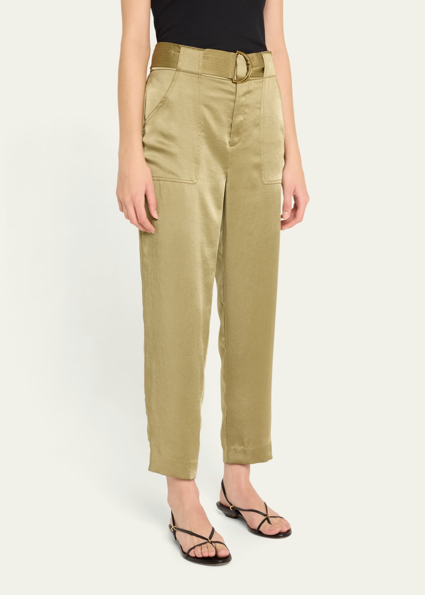 Ramy Brook Hayden Belted Cropped Satin Pants Image 4 of 5