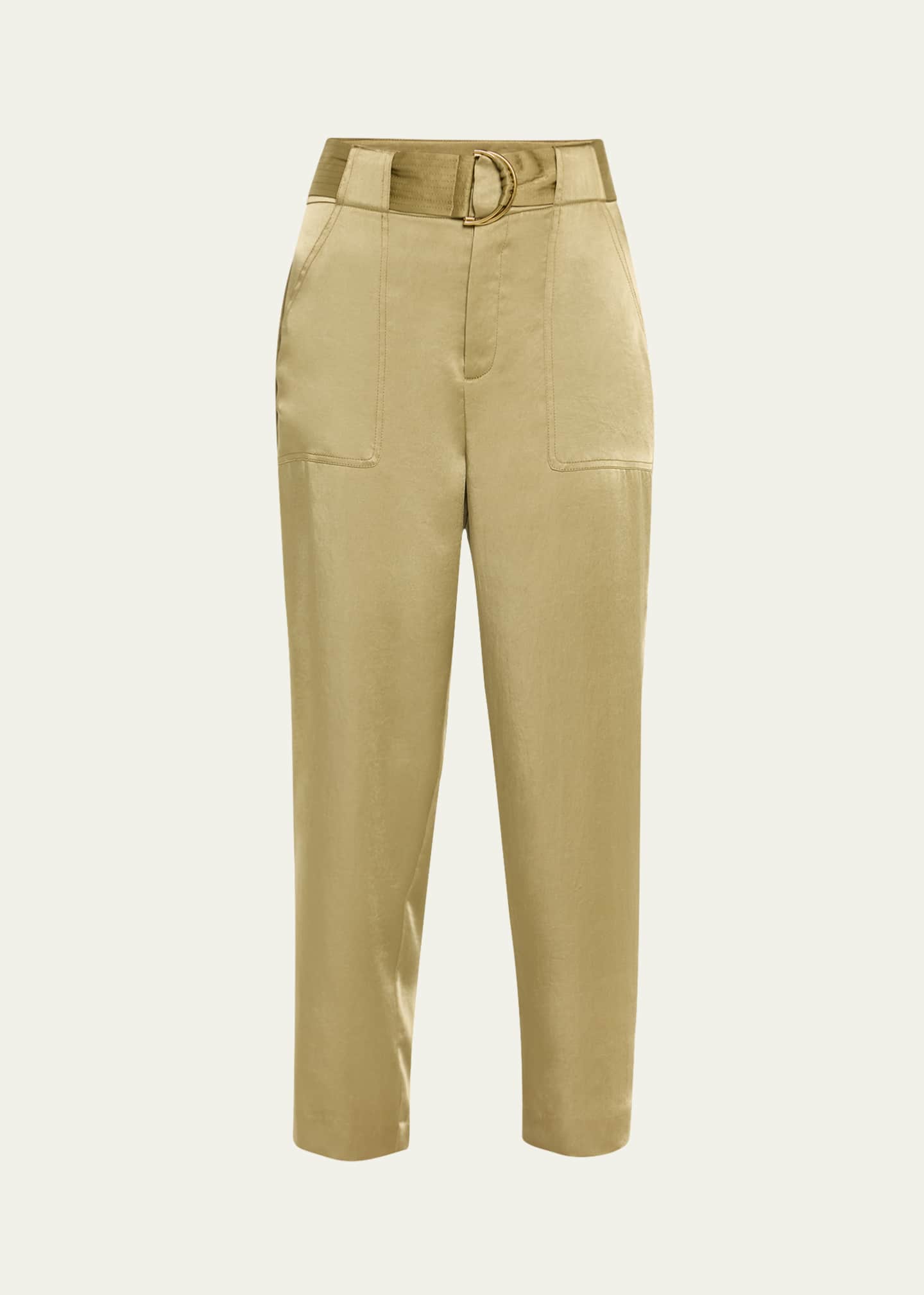 Ramy Brook Hayden Belted Cropped Satin Pants Image 1 of 5