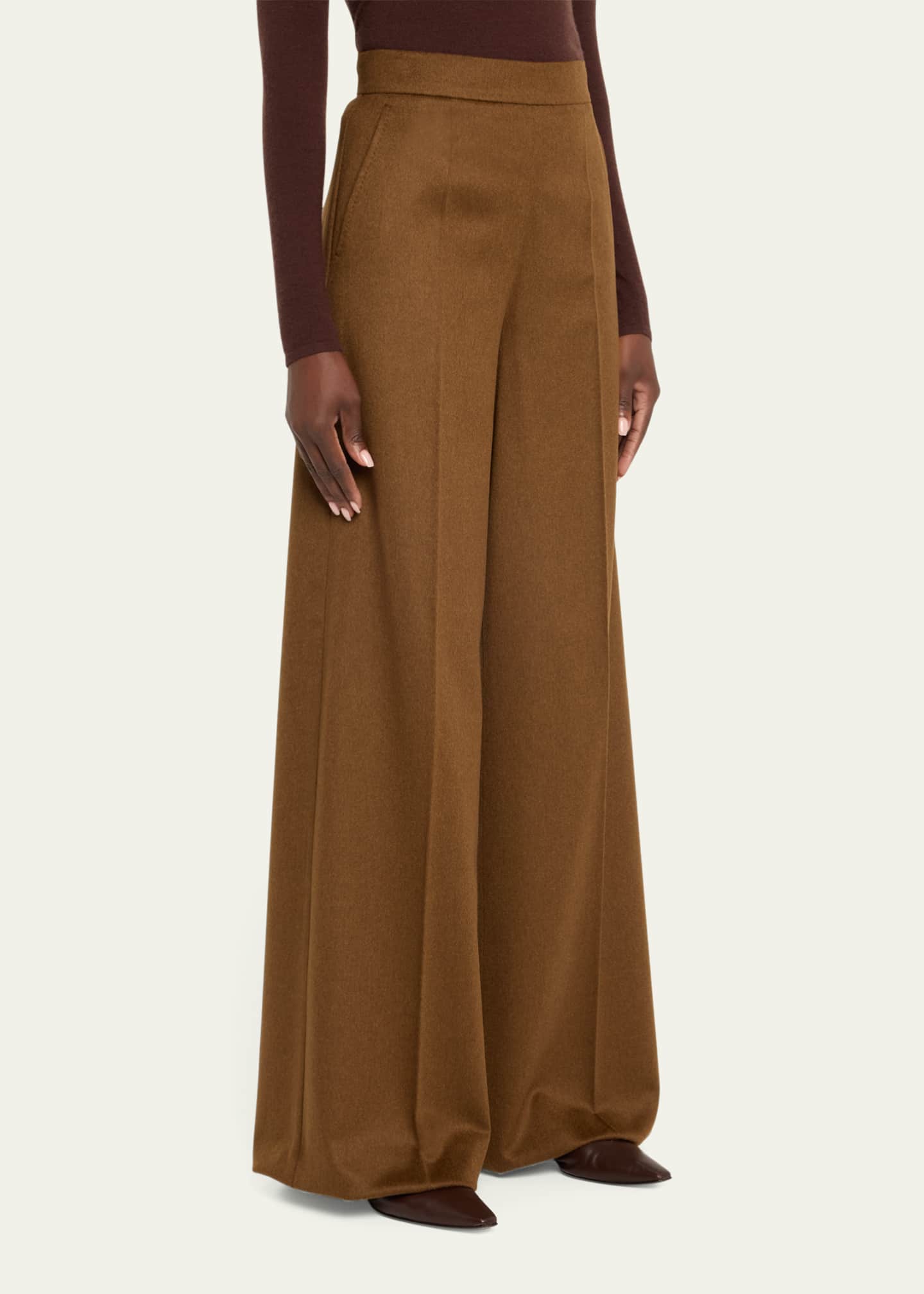 Max Mara Axe Long Wide Leg Wool Trousers Image 4 of 5
