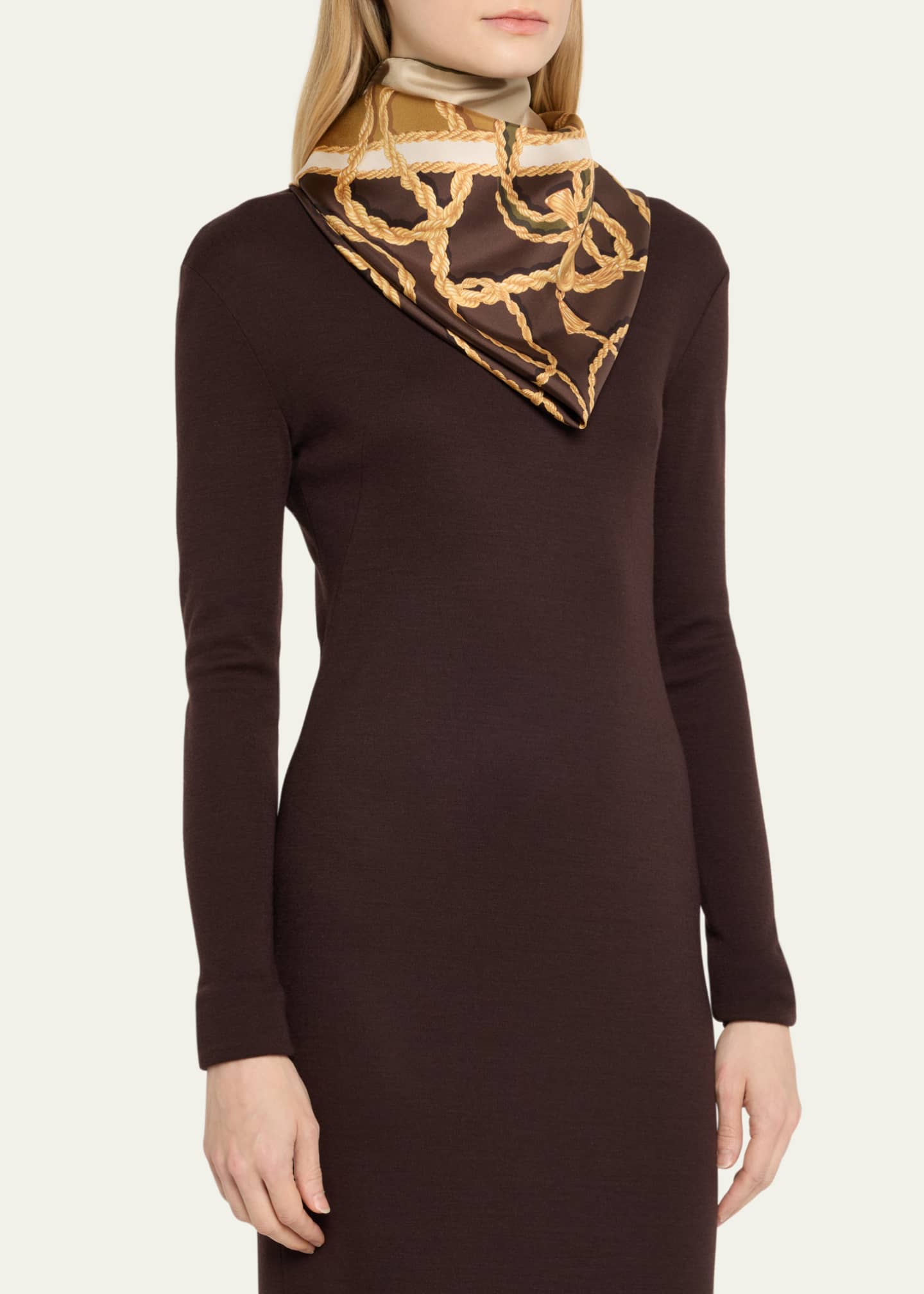 Ferragamo Logo-Print Chains Silk Scarf Image 3 of 3