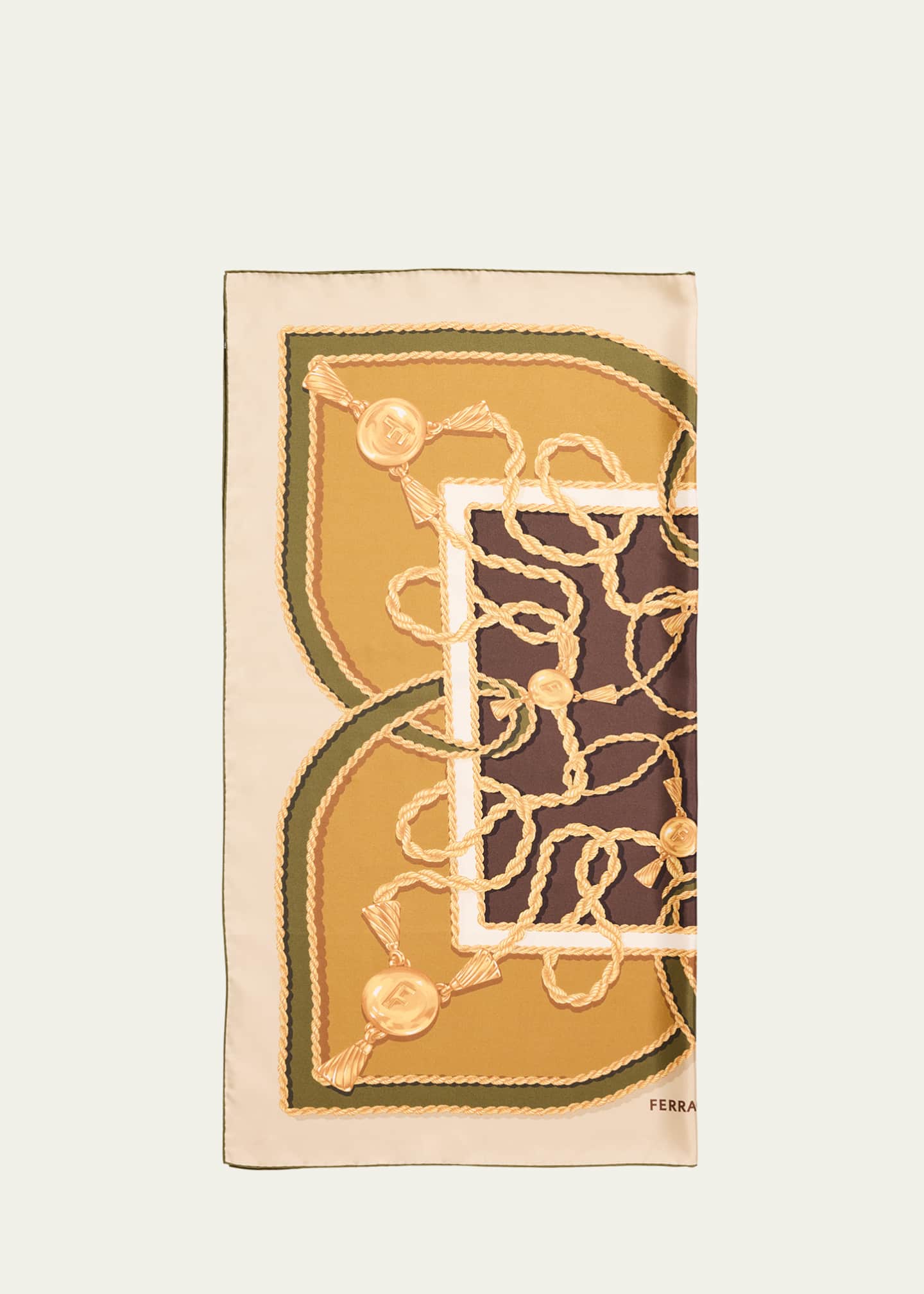 Ferragamo Logo-Print Chains Silk Scarf Image 1 of 3