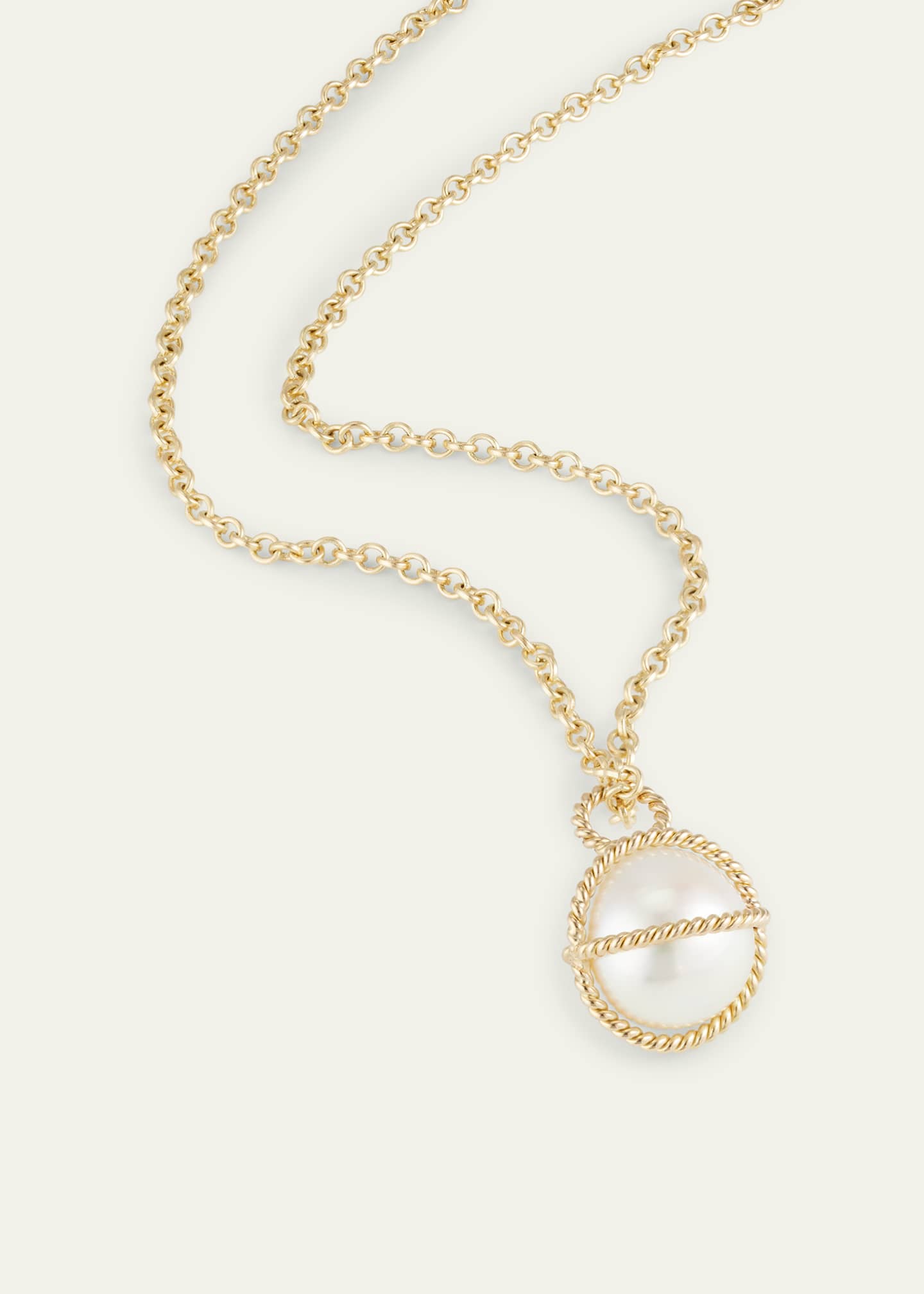 Verdura 18K Yellow Gold Pearl Wrapped Pendant Necklace Image 3 of 4