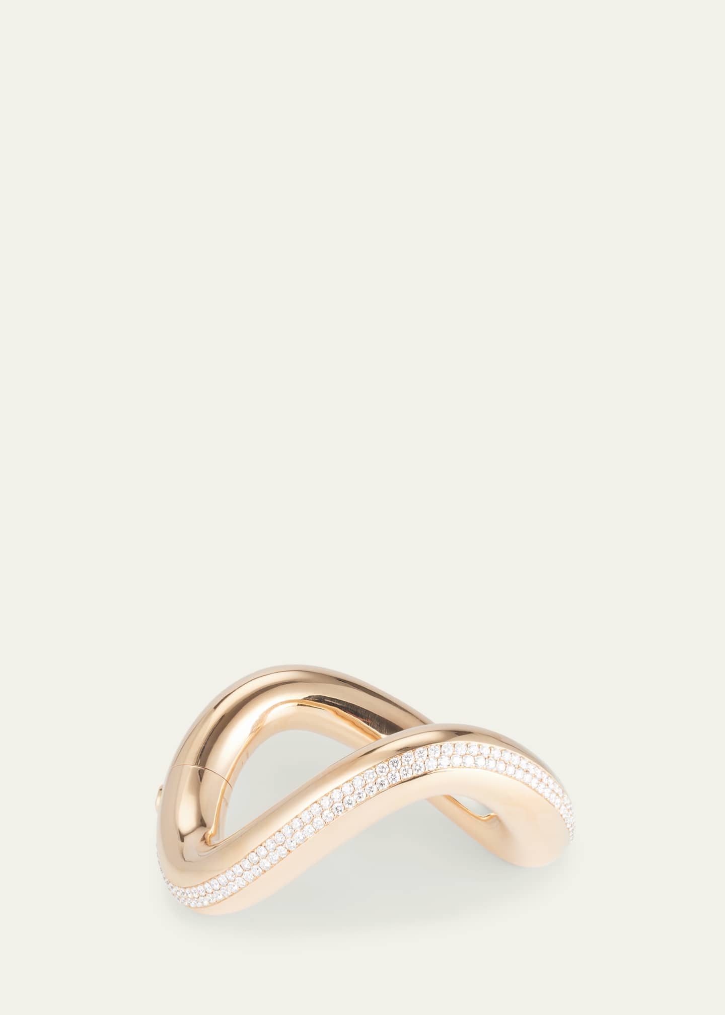 Pomellato 18K Rose Gold Wave Bangle with Diamonds, Left Wrist Image 3 of 4