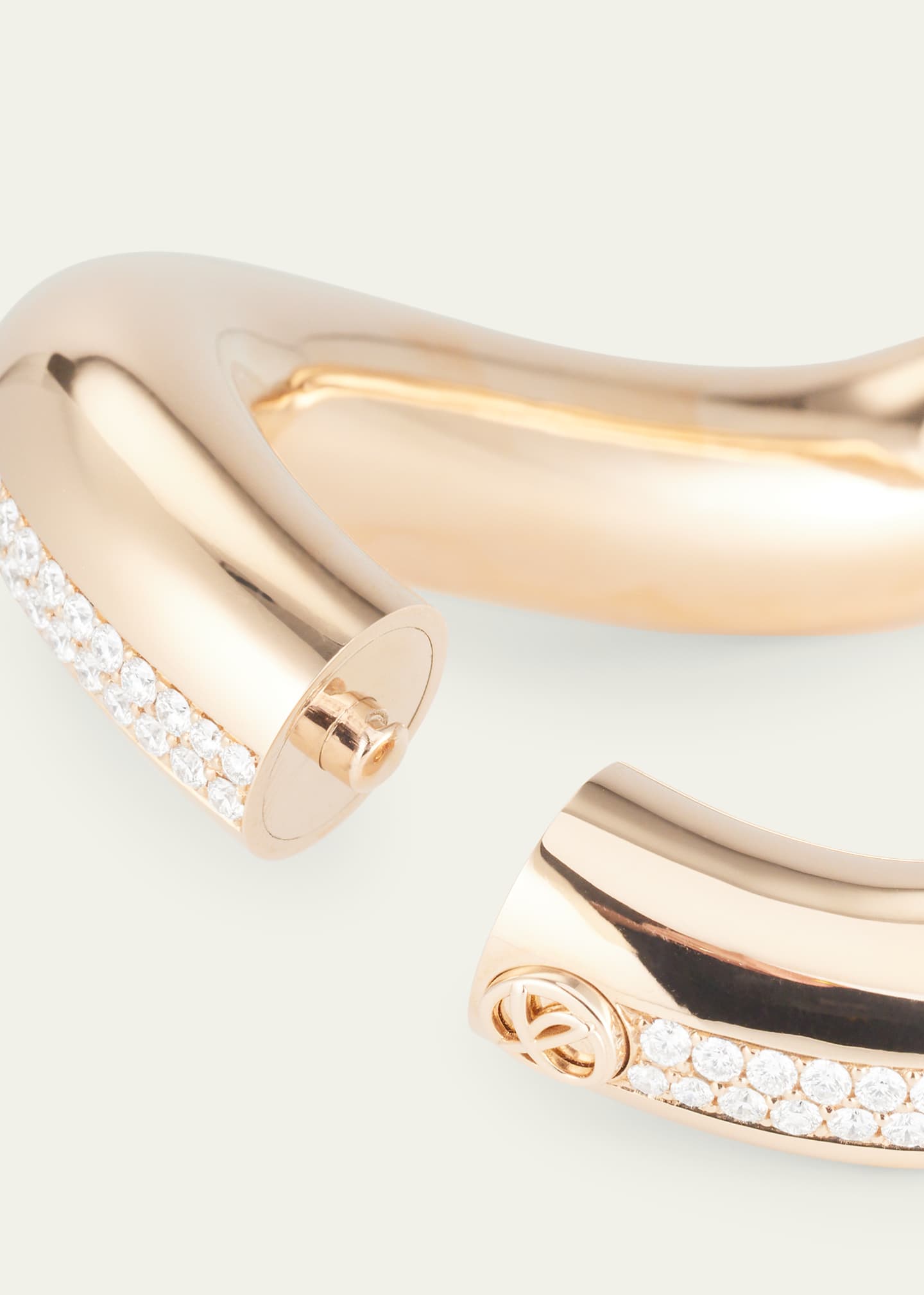 Pomellato 18K Rose Gold Wave Bangle with Diamonds, Left Wrist Image 4 of 4