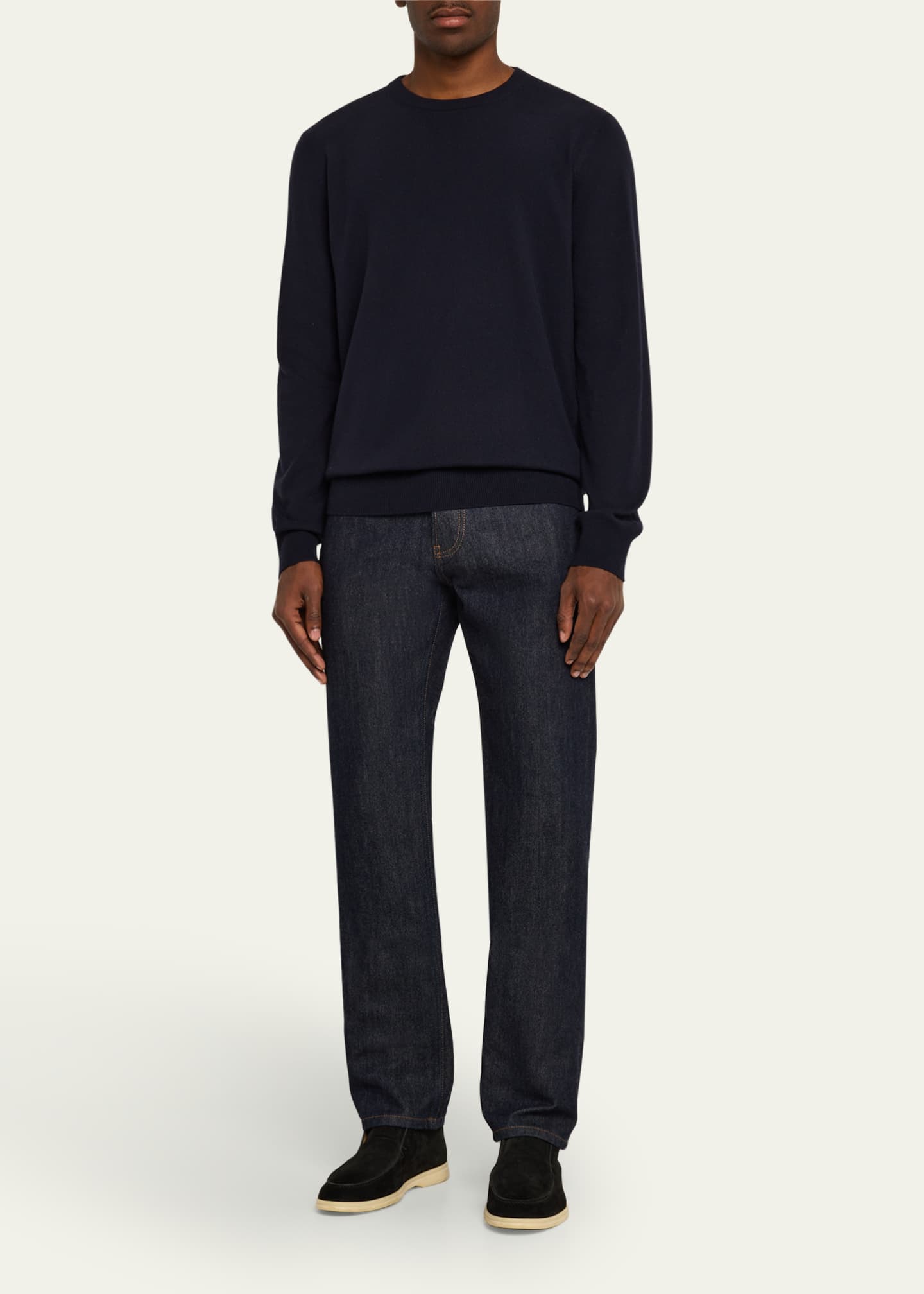 Loro Piana Men's Vicuna Wool Crewneck Sweater Image 2 of 5