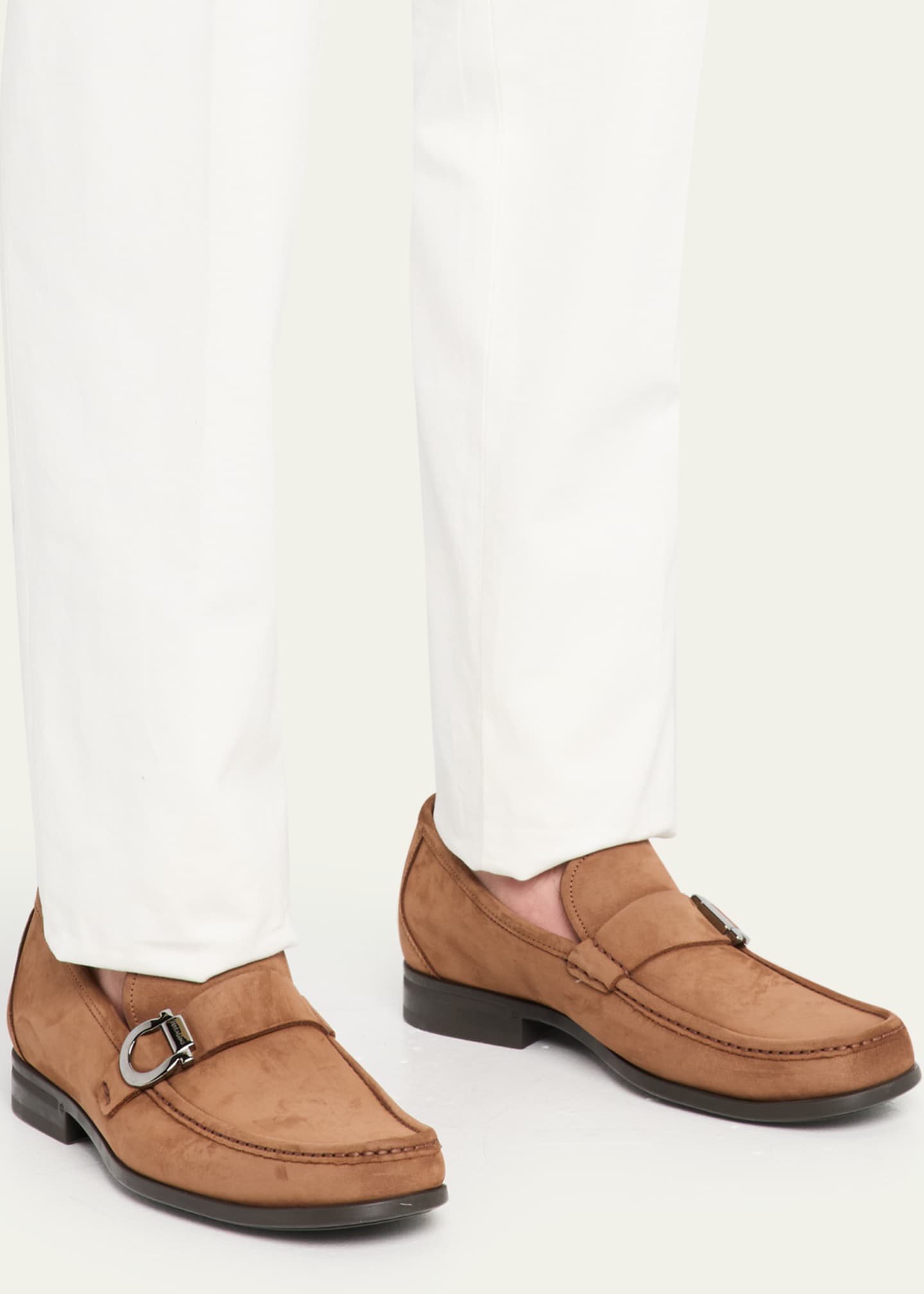 Ferragamo Men's Caspian Side Gancio-Buckle Loafers Image 2 of 3