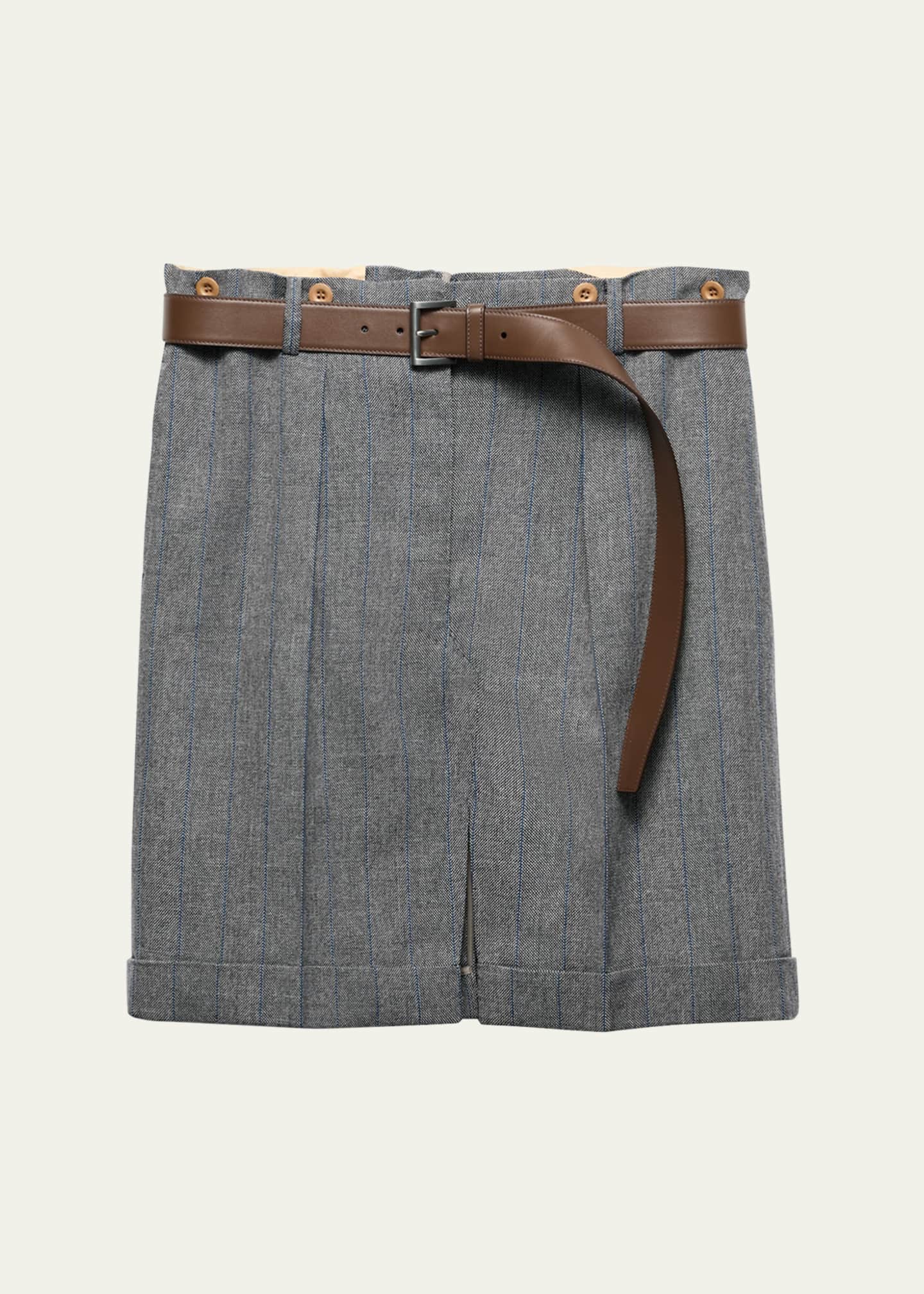 Prada Gessato Belted Paperbag Skirt Image 1 of 4