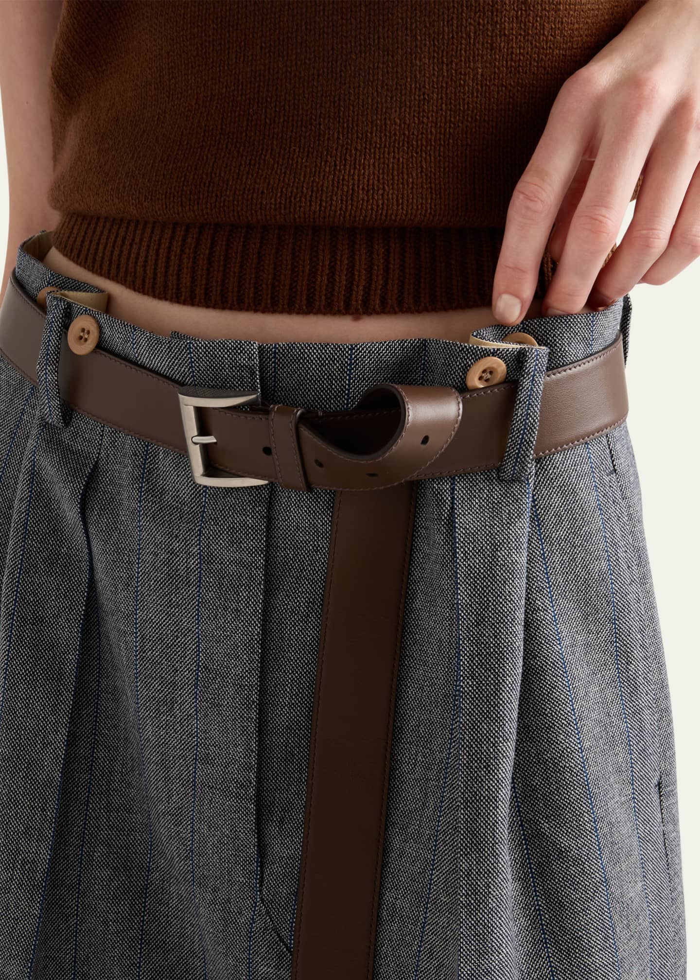 Prada Gessato Belted Paperbag Skirt Image 4 of 4