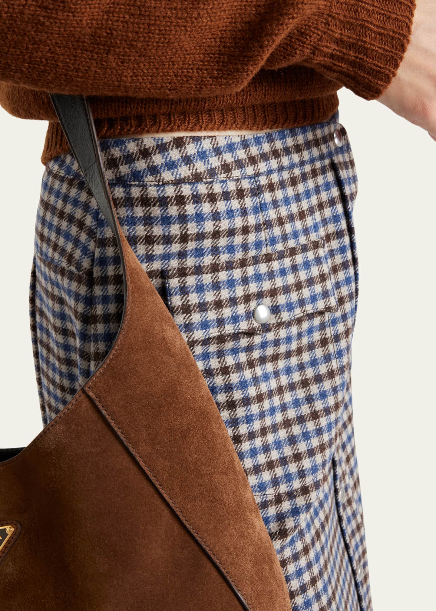 Prada Quadretto Wool Midi Skirt Image 4 of 4