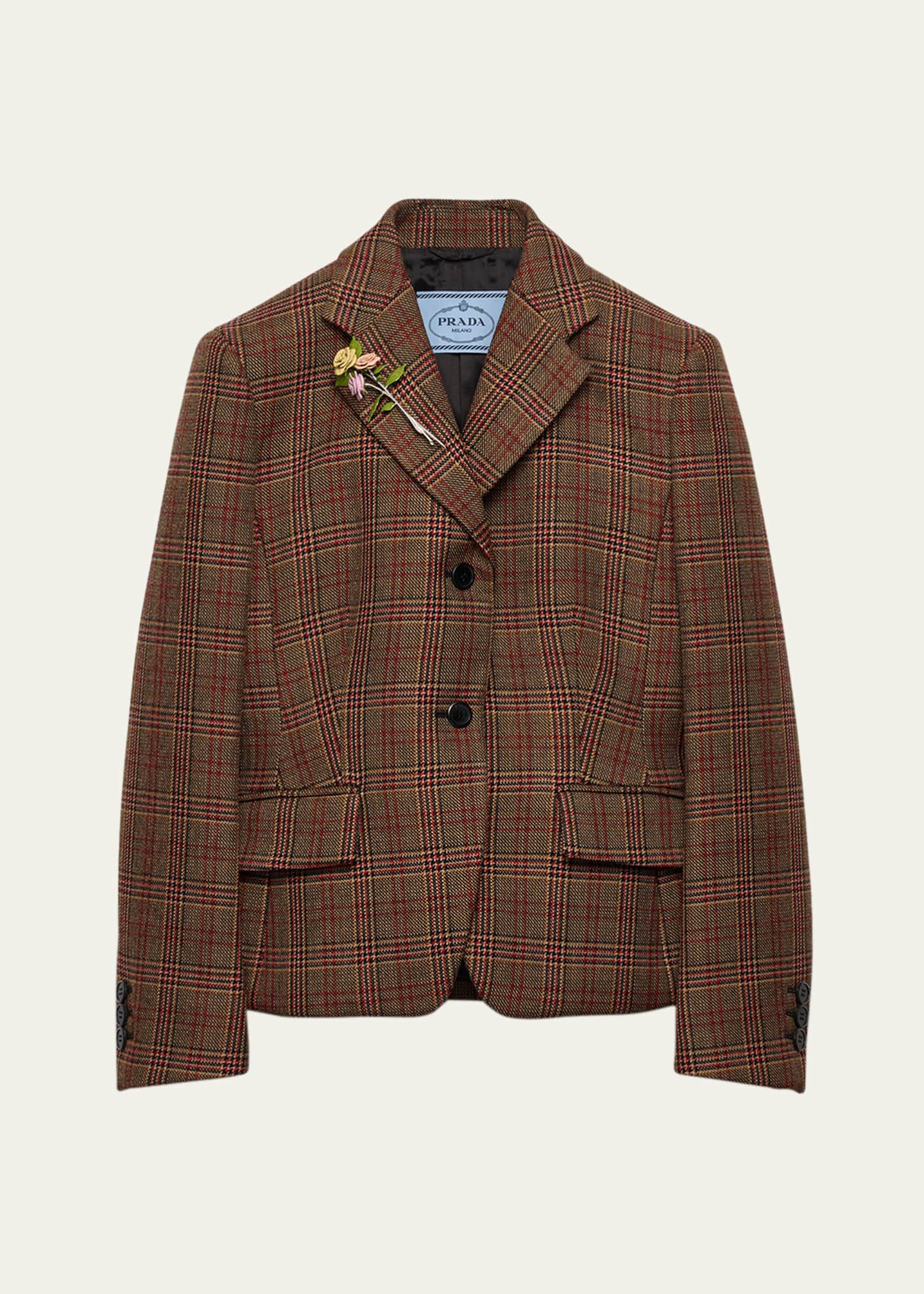 Prada Prince of Wales Check Wool Jacket - Bergdorf Goodman