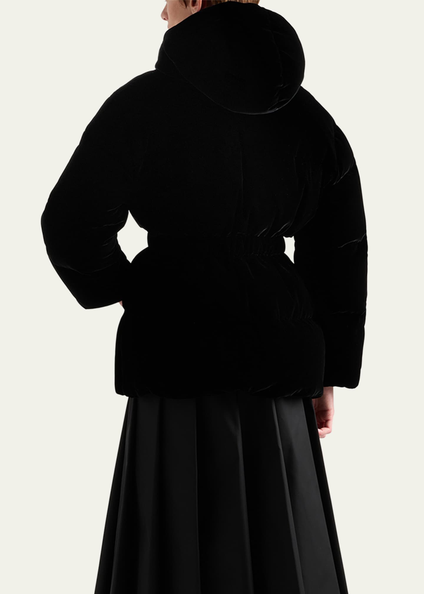 Prada Hooded Drawstring Velvet Puffer Jacket Image 3 of 4