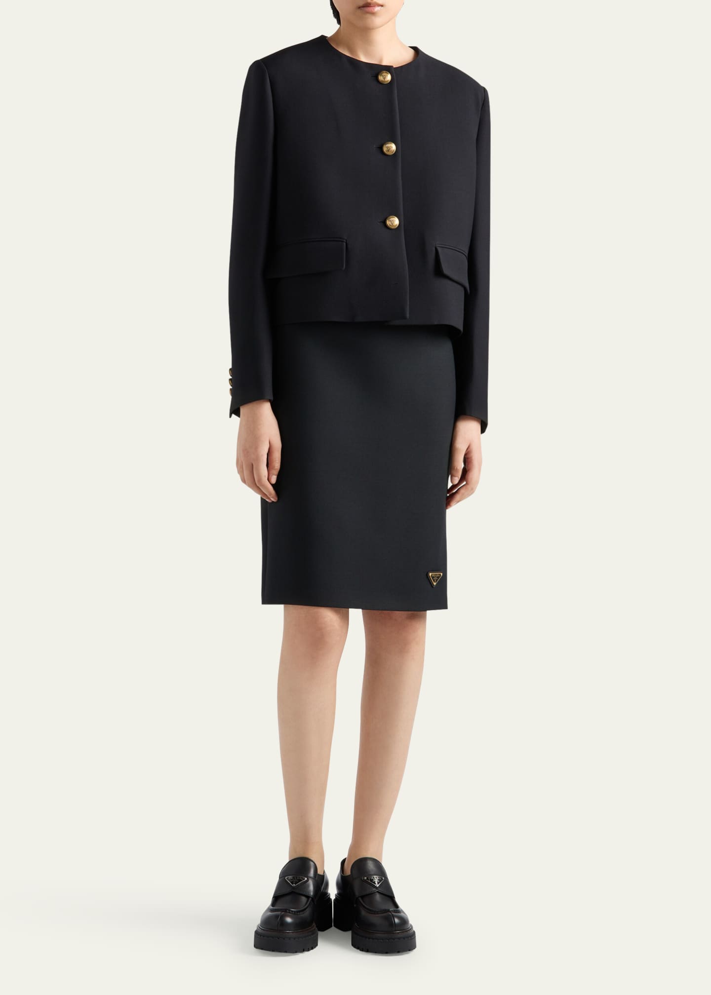 Prada Pencil Tricotine Wool Skirt Image 2 of 4