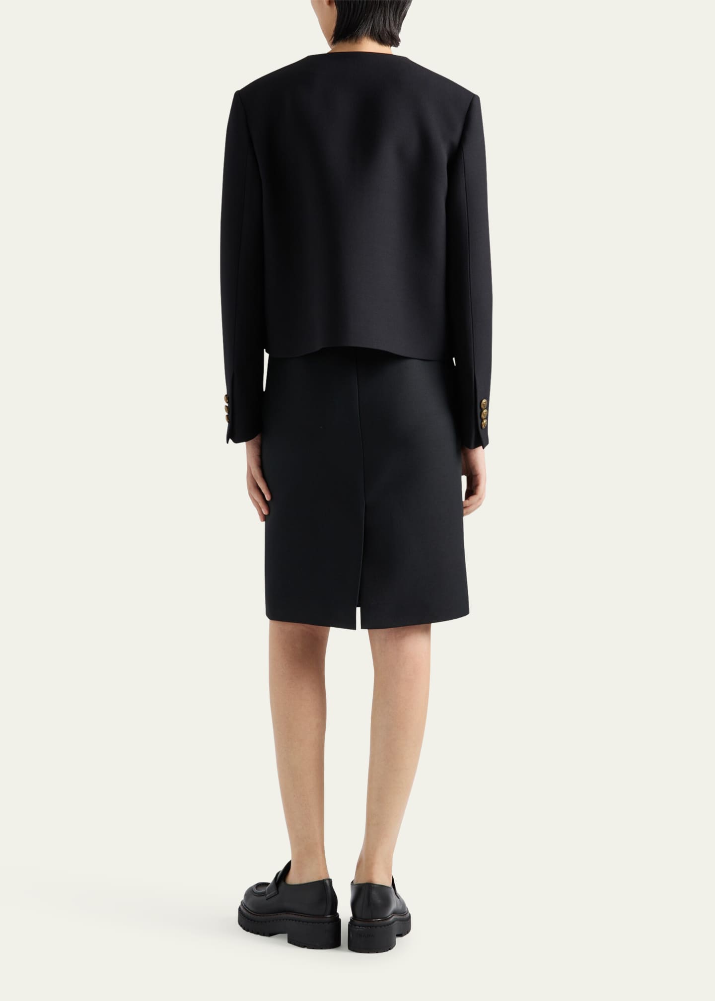 Prada Pencil Tricotine Wool Skirt Image 3 of 4