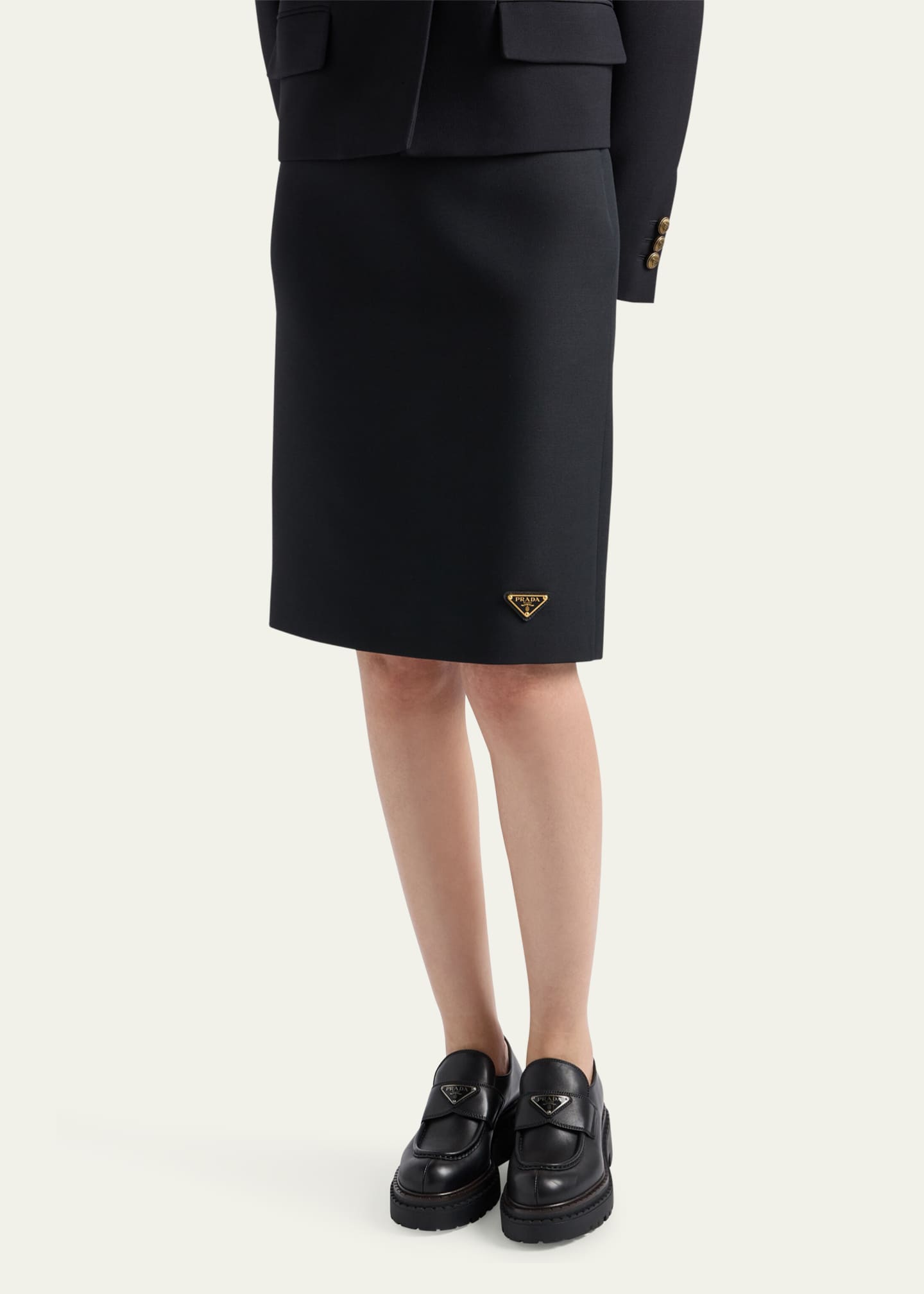 Prada Pencil Tricotine Wool Skirt Image 4 of 4