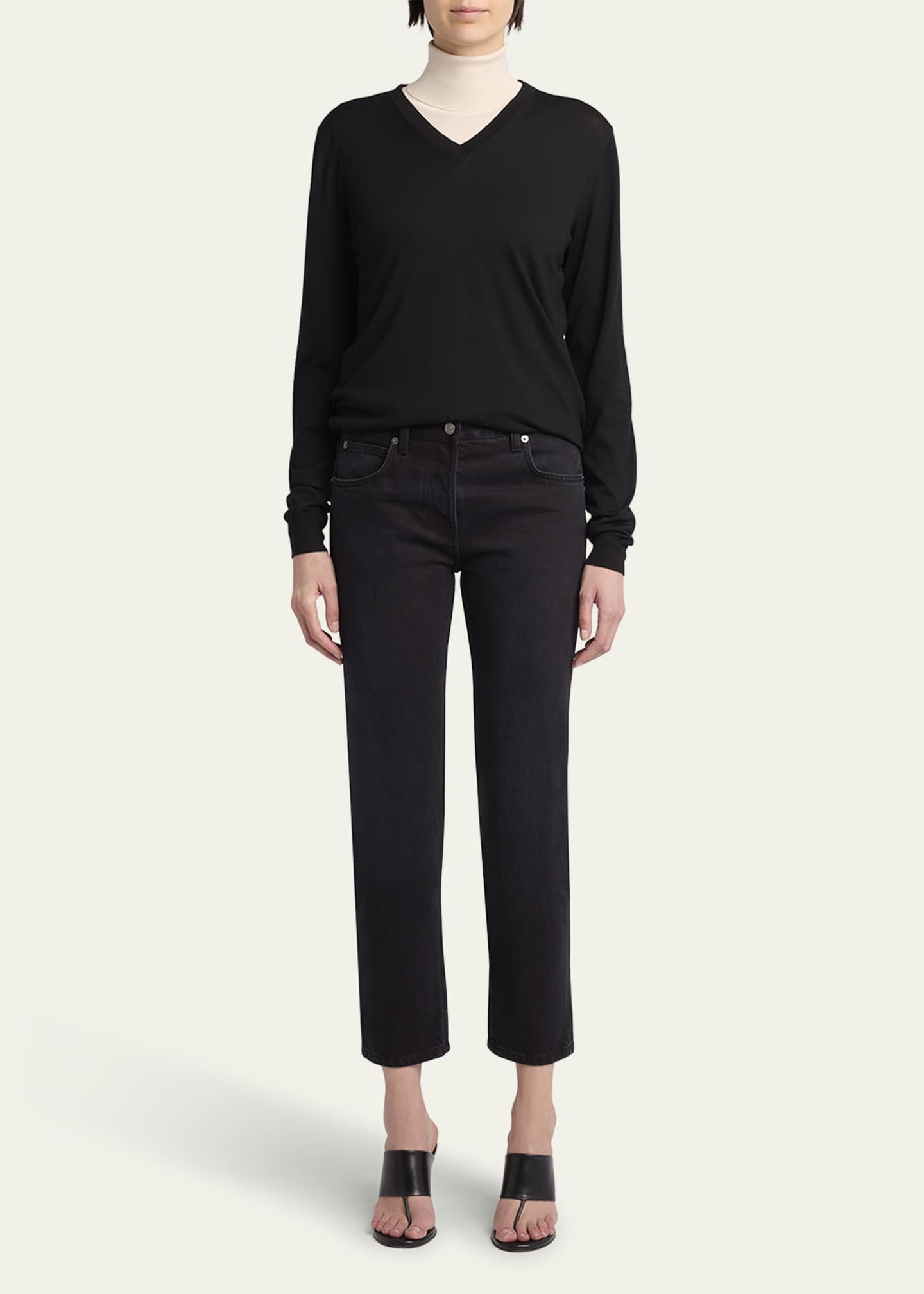 THE ROW Riaco Mid-Rise Straight-Leg Ankle Jeans Image 2 of 5