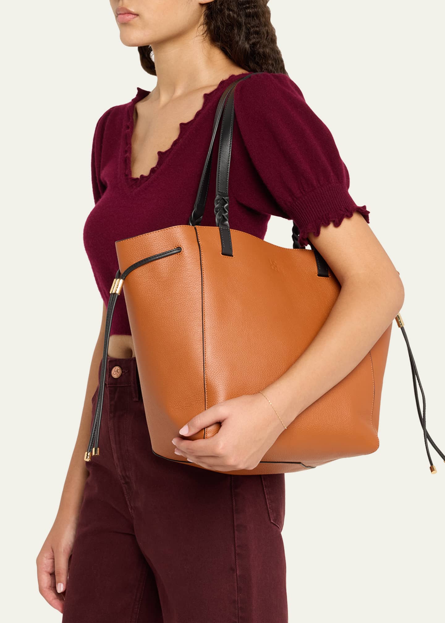 Ulla Johnson Alma Bicolor Leather Tote Bag Image 2 of 5